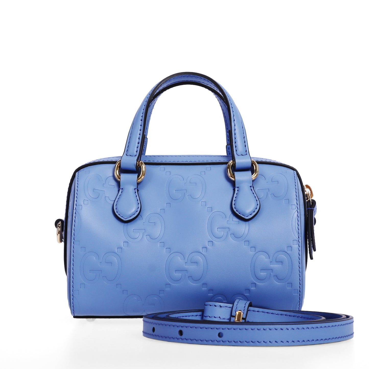 Pre-Owned Gucci Blue GG Embossed Leather Crossbody Bag 10140495