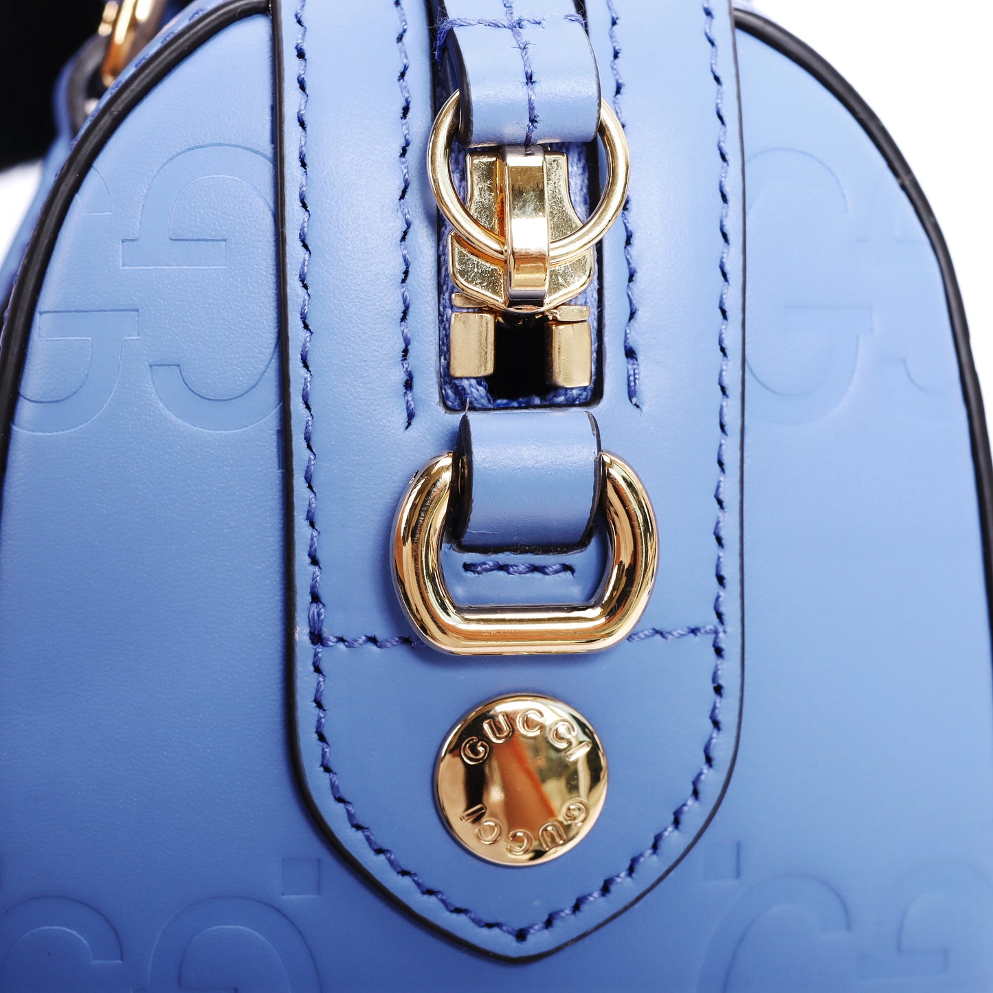 Pre-Owned Gucci Blue GG Embossed Leather Crossbody Bag 10140495