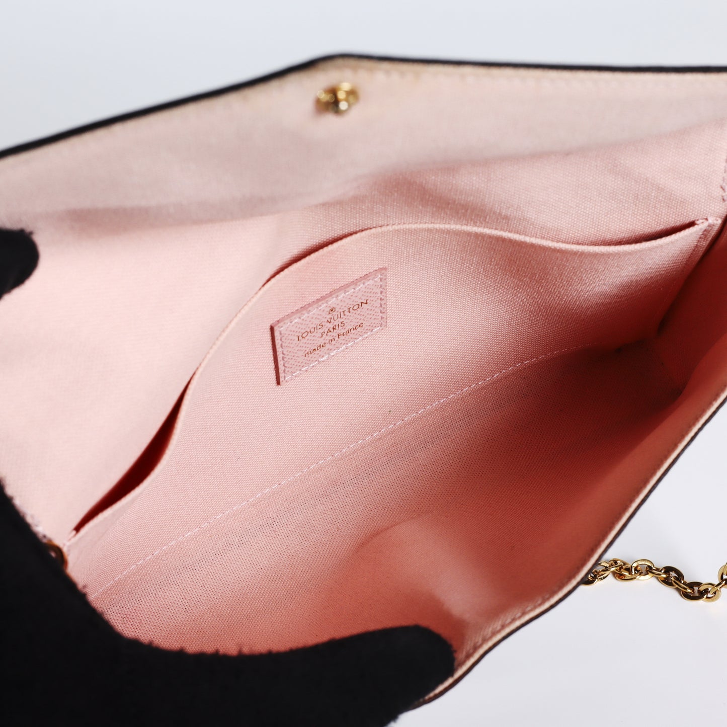 Pre-Owned Louis Vuitton Monogram Canvas Pochette Felicie Brown Pink Coated Canvas Shoulder Bag 10573383