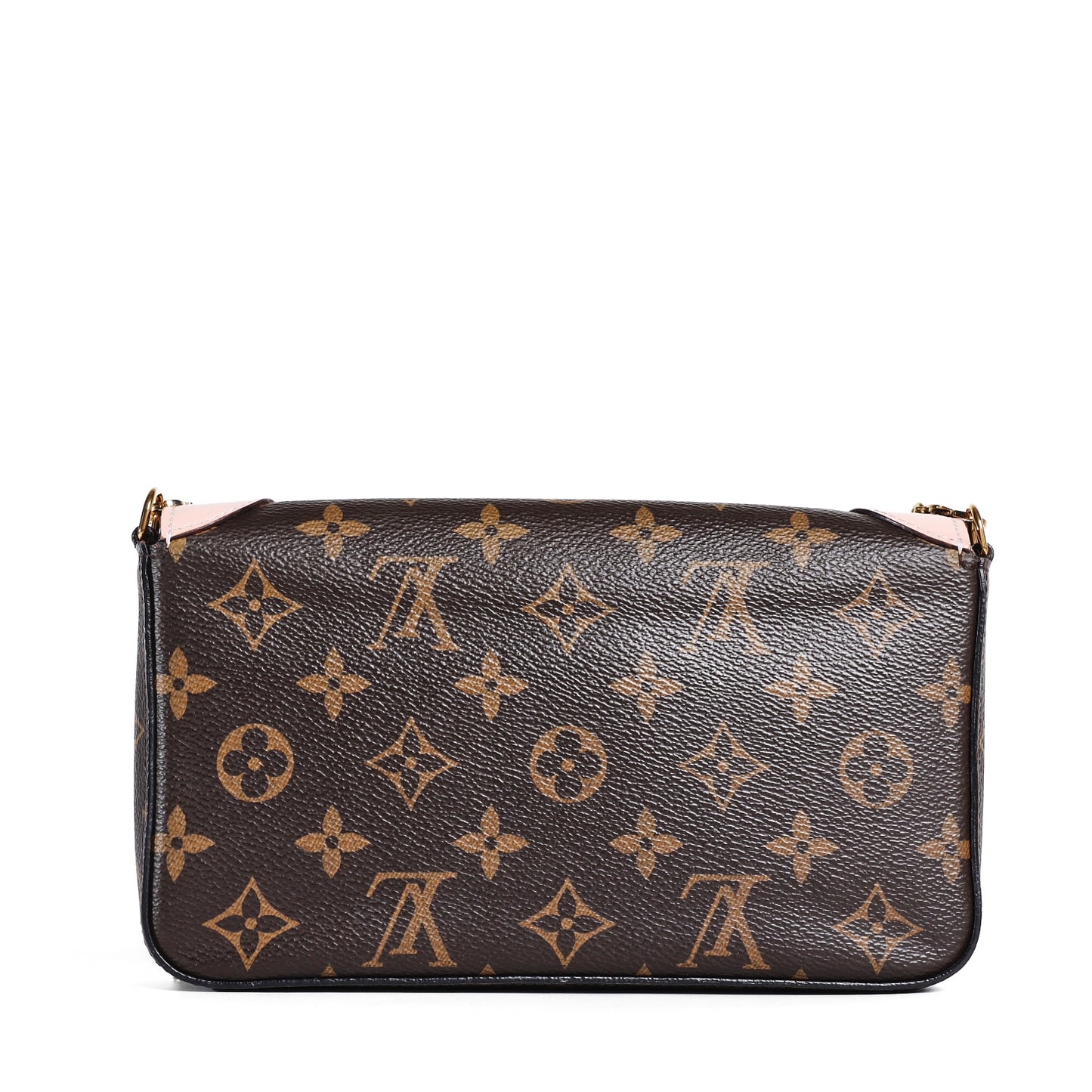 Pre-Owned Louis Vuitton Monogram Canvas Pochette Felicie Brown Pink Coated Canvas Shoulder Bag 10573383