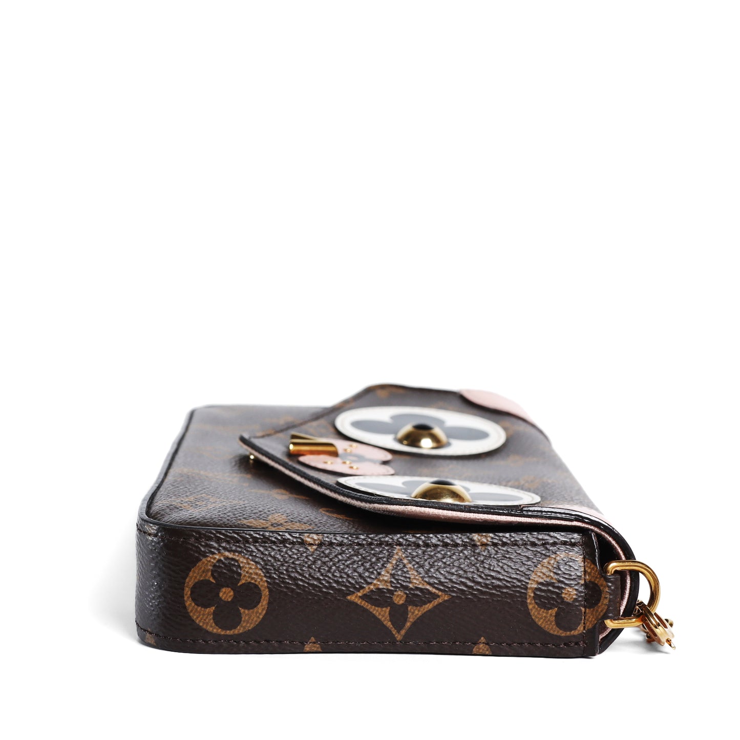 Pre-Owned Louis Vuitton Monogram Canvas Pochette Felicie Brown Pink Coated Canvas Shoulder Bag 10573383