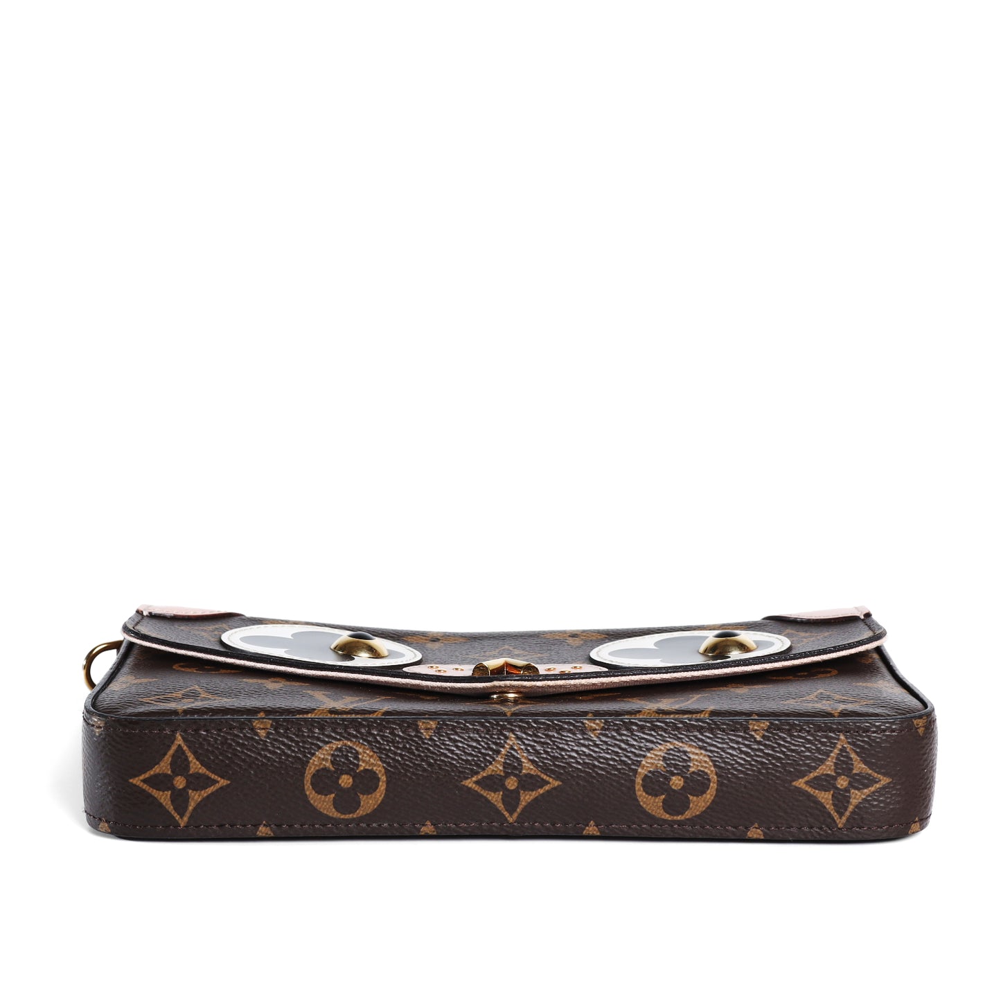 Pre-Owned Louis Vuitton Monogram Canvas Pochette Felicie Brown Pink Coated Canvas Shoulder Bag 10573383