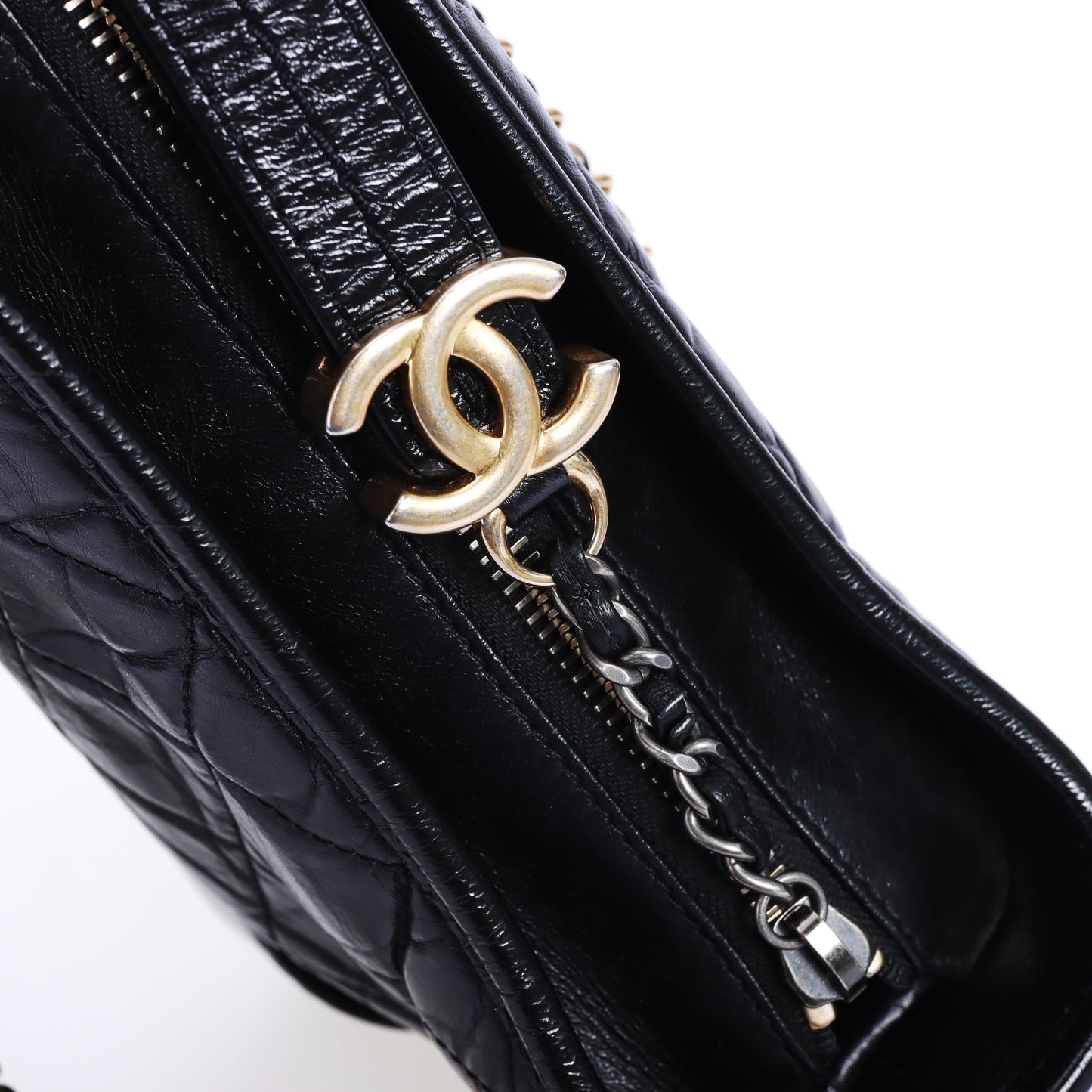 Pre-Owned Chanel Gabrielle Small Black Calfskin Hobo Crossbody Bag 11198048