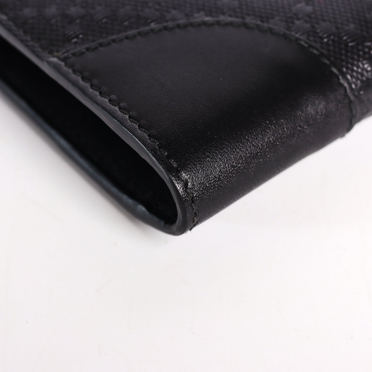 Pre-owned  Gucci Zip GG  Black Calfskin Long Wallet  11211489