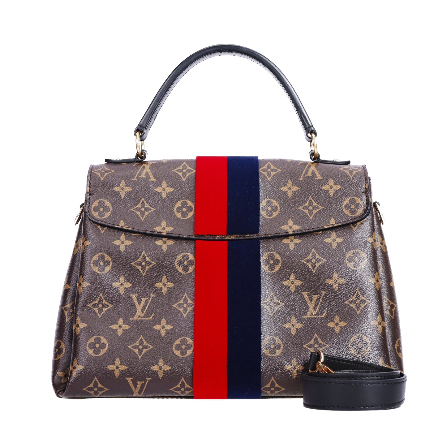 Pre-Owned Louis Vuitton Georges Brown Monogram With Red and Blue Stripe Coated Canvas Shoulder Bag 11311729