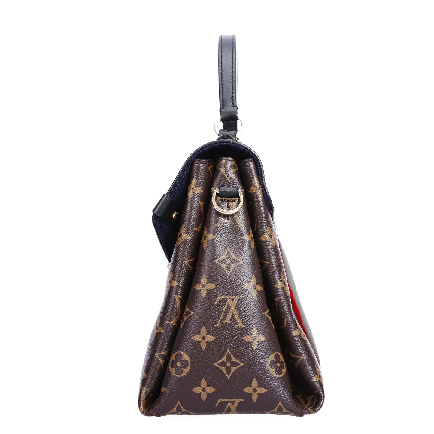 Pre-Owned Louis Vuitton Georges Brown Monogram With Red and Blue Stripe Coated Canvas Shoulder Bag 11311729
