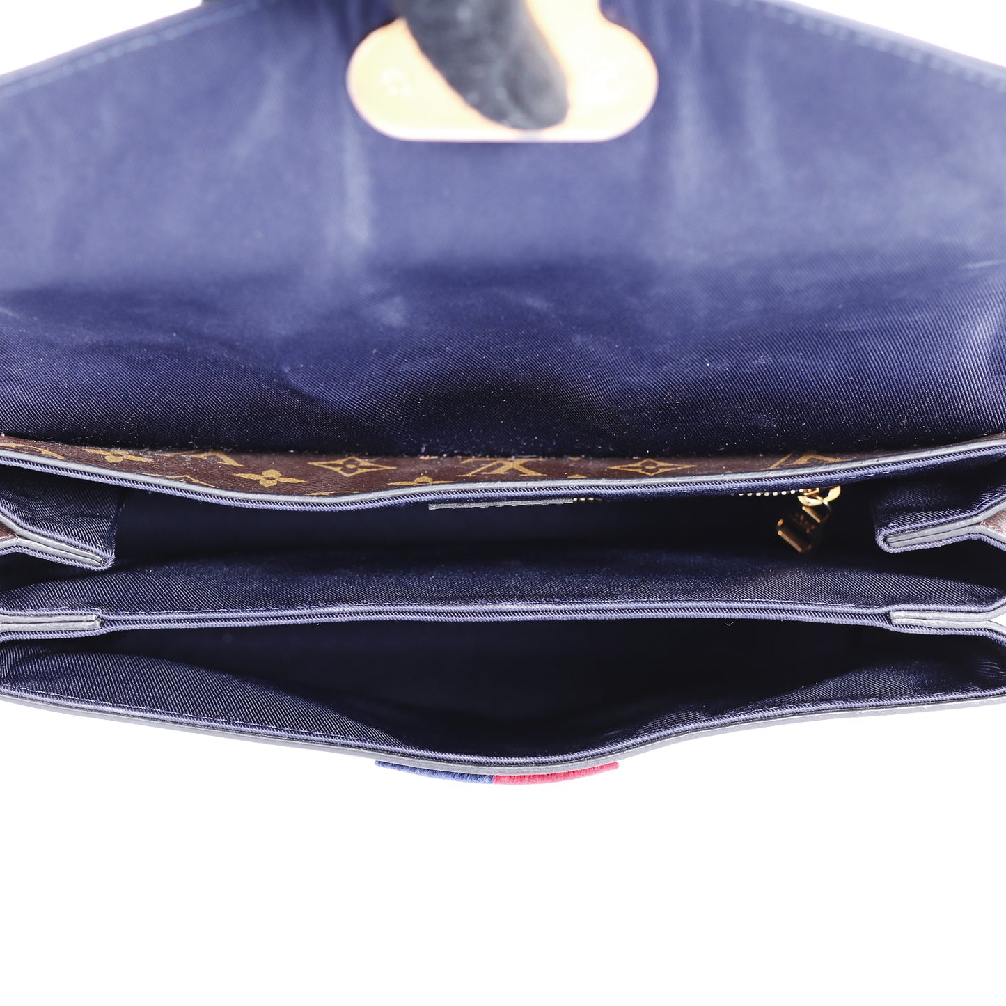 Pre-Owned Louis Vuitton Georges Brown Monogram With Red and Blue Stripe Coated Canvas Shoulder Bag 11311729