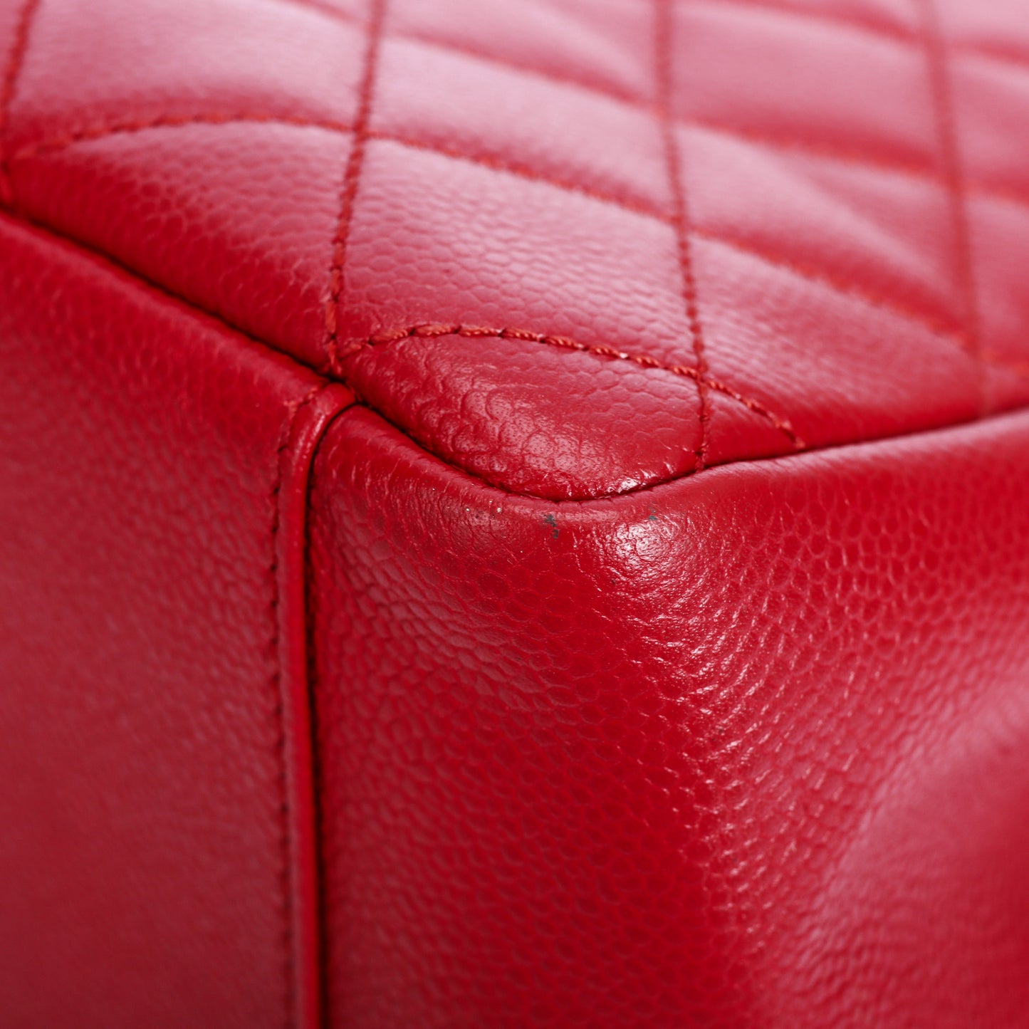 Pre-Owned Chanel Red Caviar Leather Grand Shopping Shoulder Bag 11757202