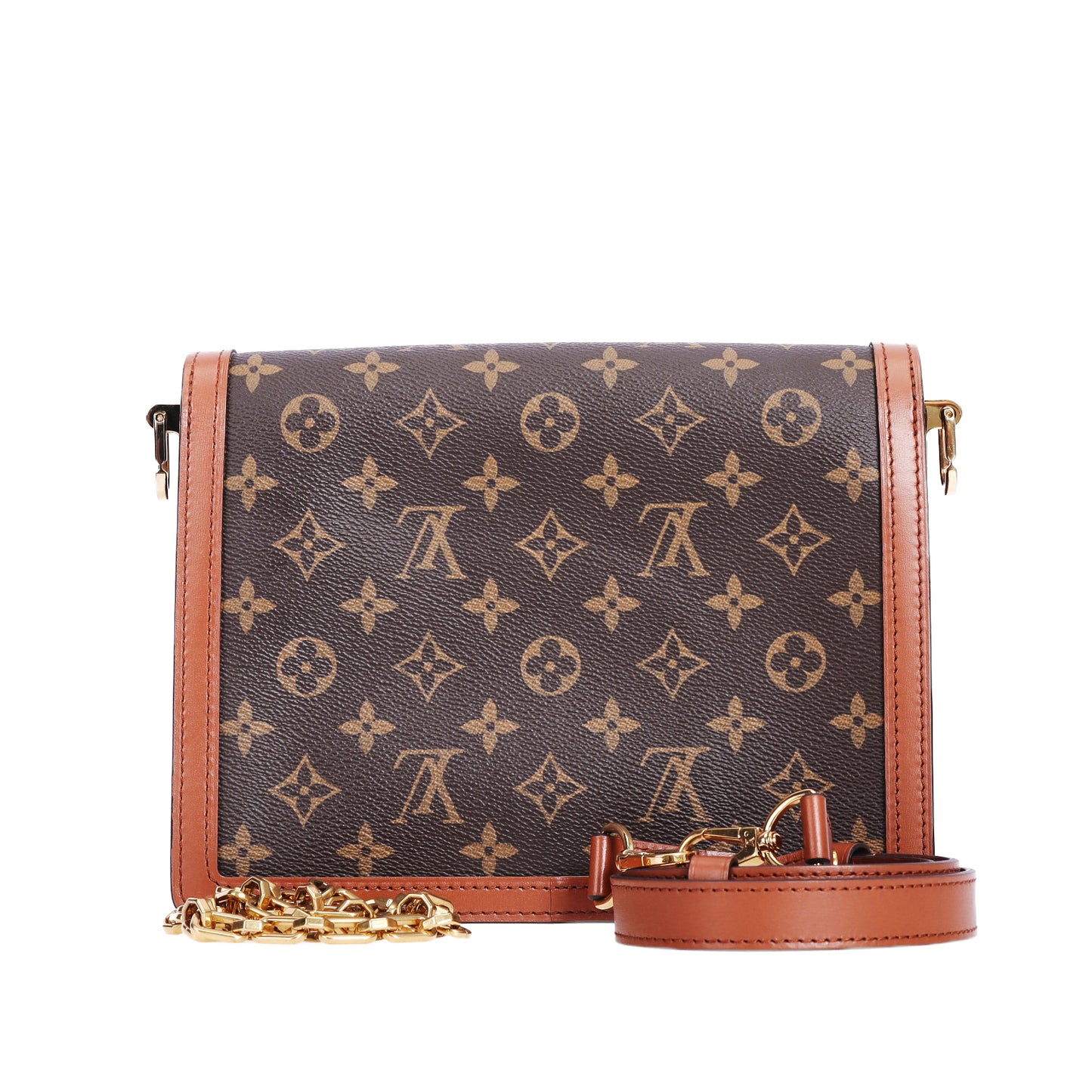 Pre-Owned Louis Vuitton Dauphine Medium Size Brown Monogram Coated Canvas Shoulder Bag 13218034