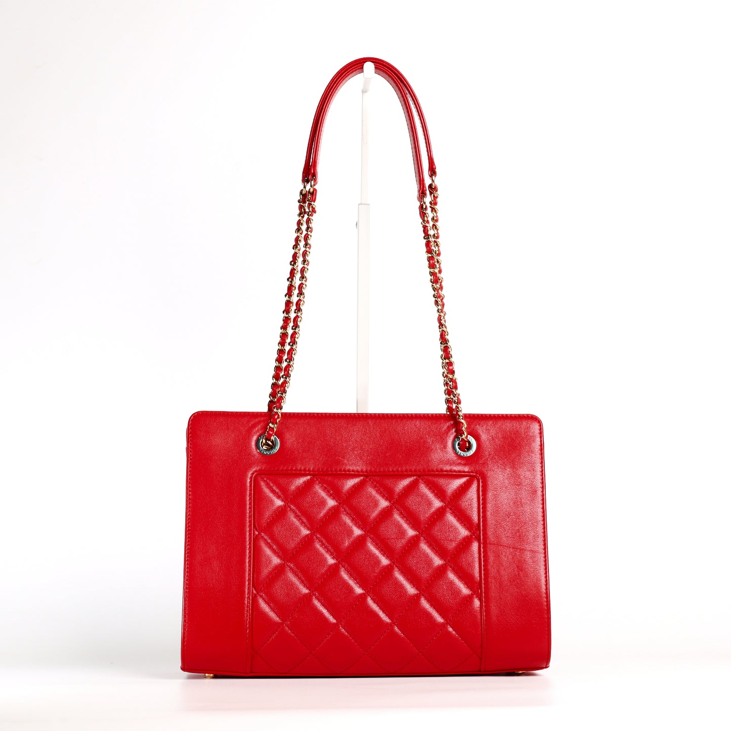 Pre-Owned Chanel  Red Quilted Lambskin Shoulder Bag 14059428 L