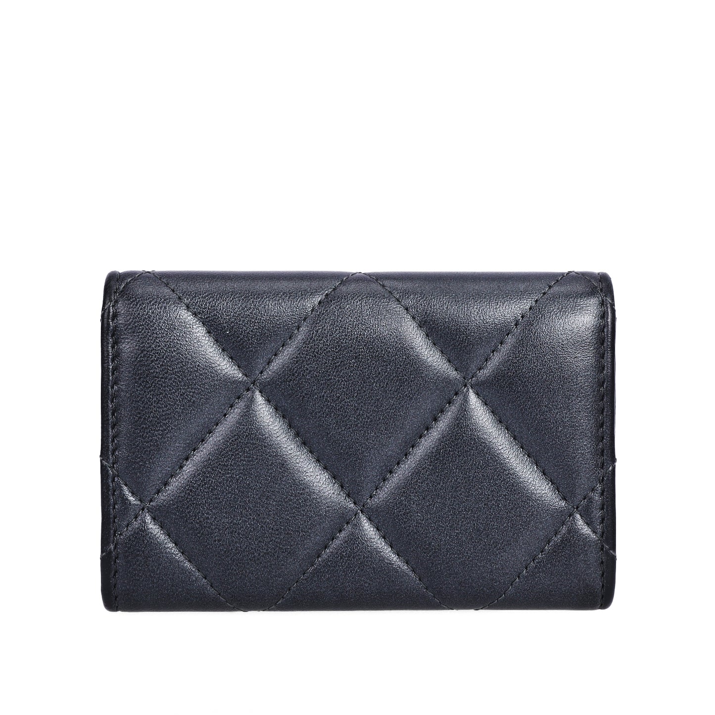 Pre-Owned Chanel 19 Black Quilted  Lambskin Small Wallet 14217671