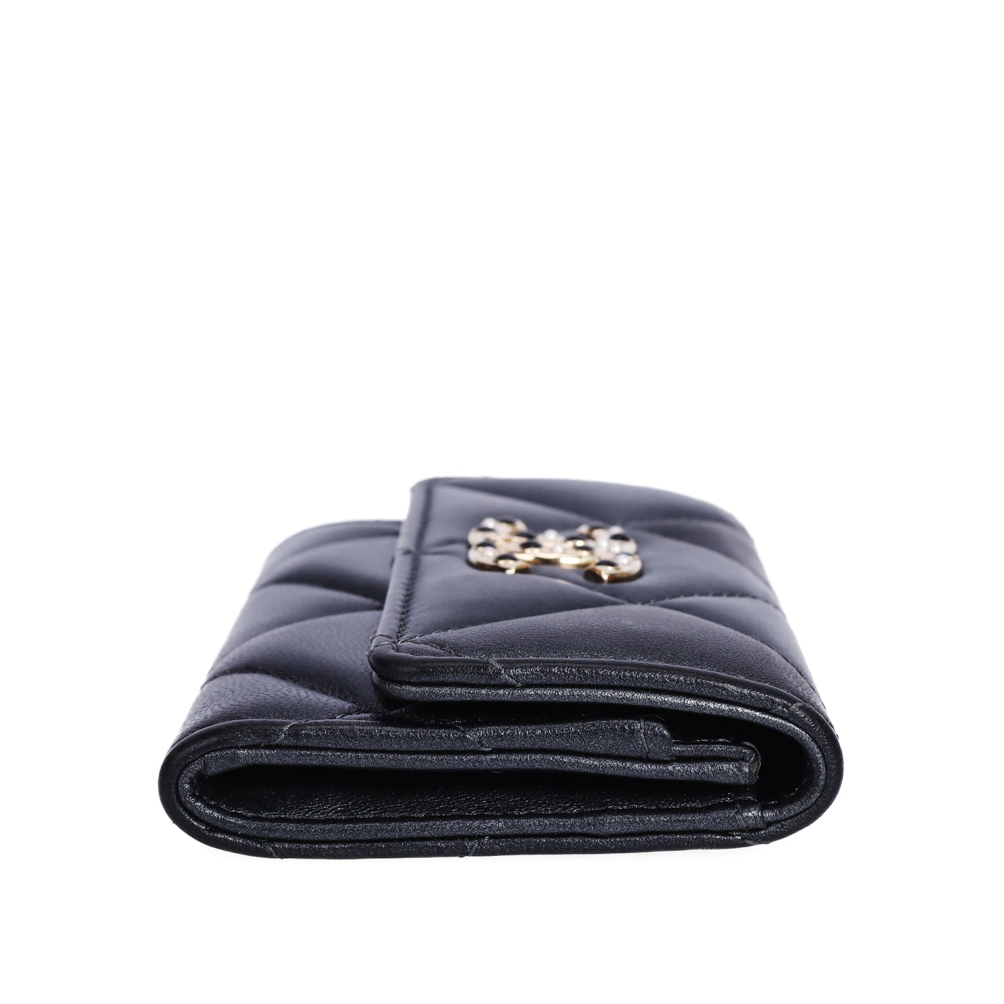 Pre-Owned Chanel 19 Black Quilted  Lambskin Small Wallet 14217671