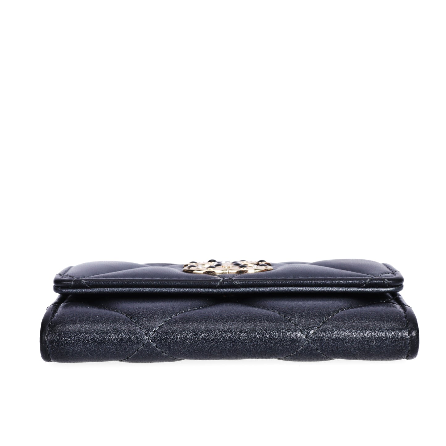 Pre-Owned Chanel 19 Black Quilted  Lambskin Small Wallet 14217671