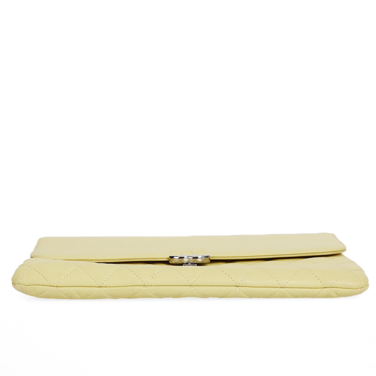 Pre-Owned Chanel Yellow Quilted Lambskin Flap Clutch 14495966