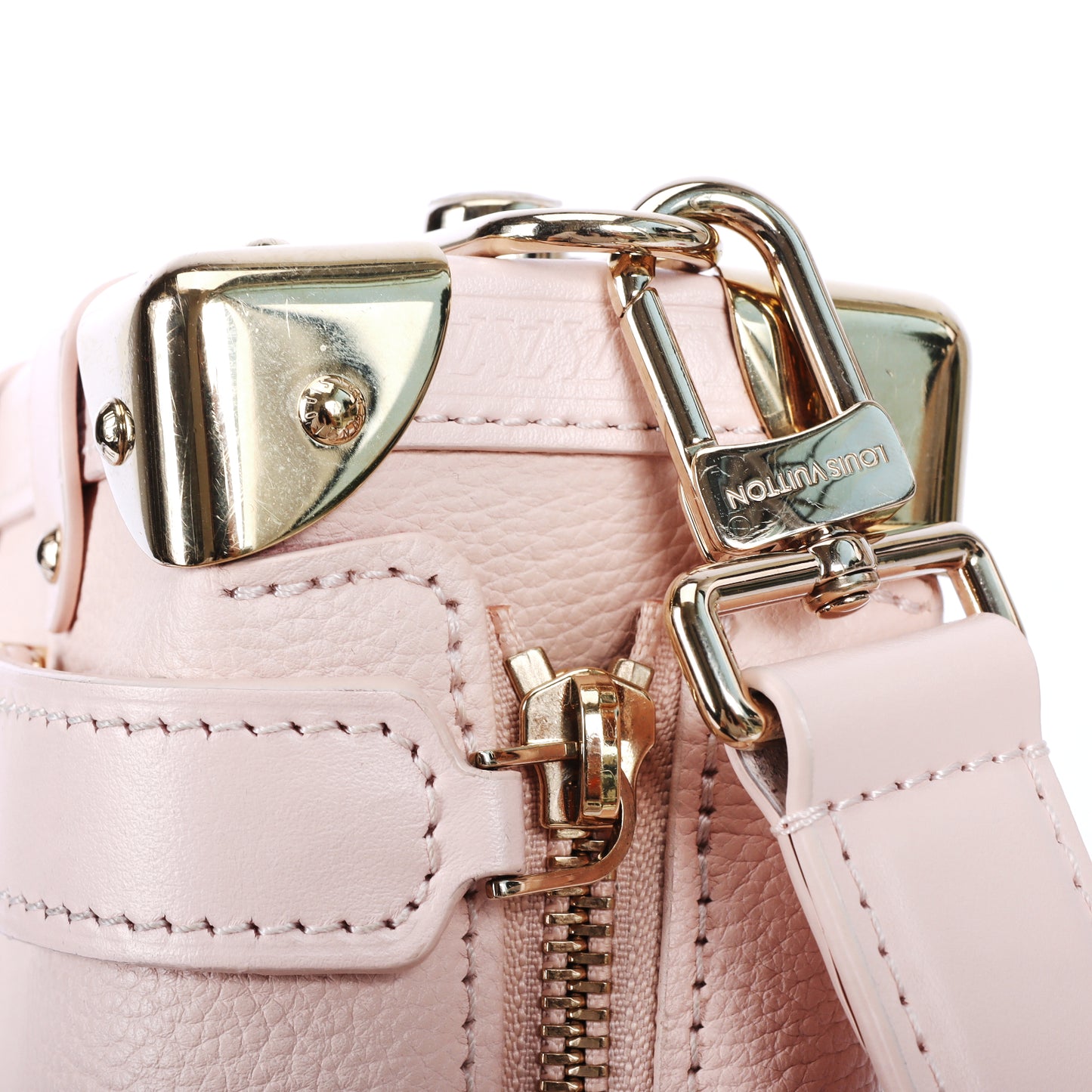 Pre-Owned Louis Vuitton Light Pink Leather Petite Malle Shoulder Bag 15097779