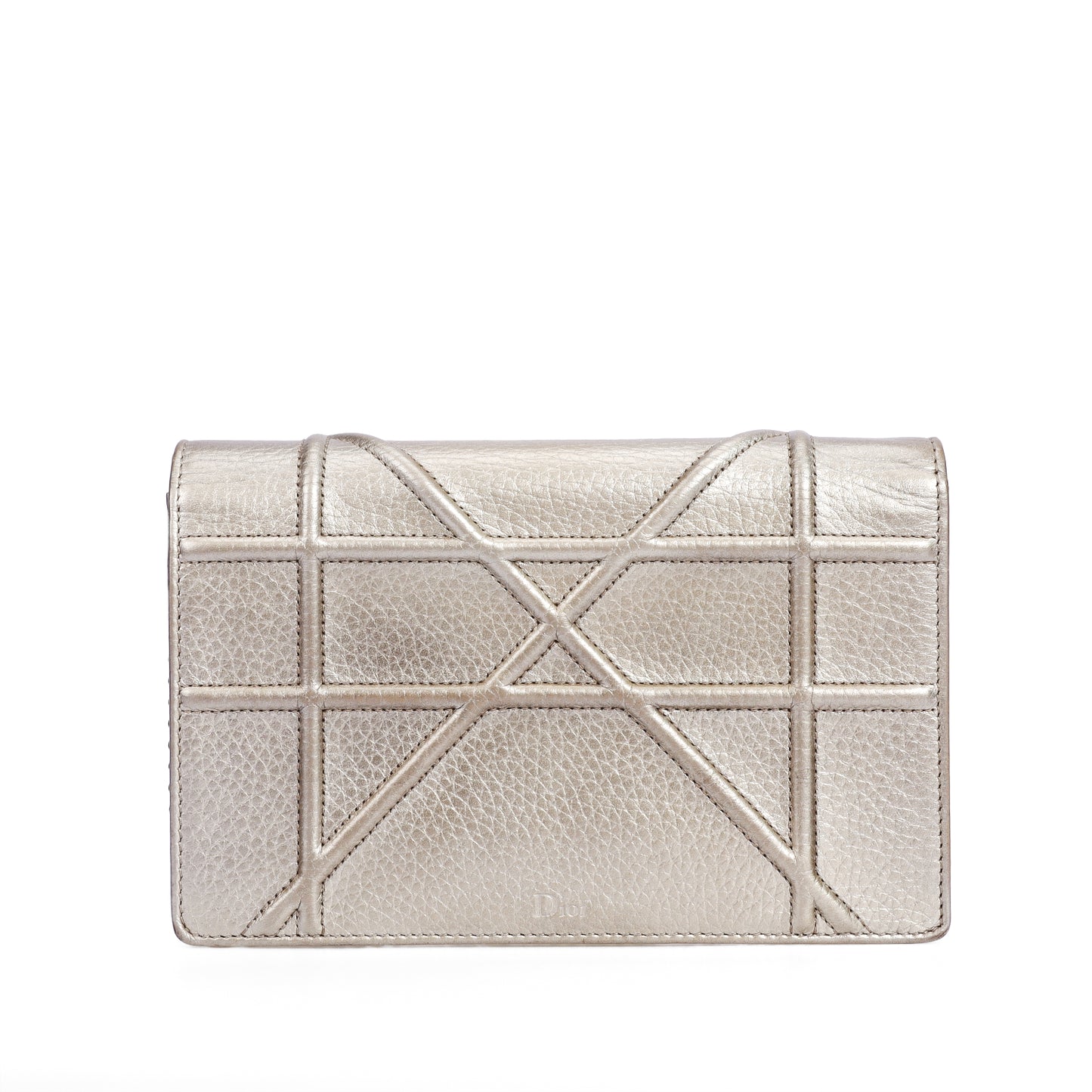 Pre-Owned Christian Dior Diorama Gold Metallic Calfskin Leather Crossbody Bag 16062252