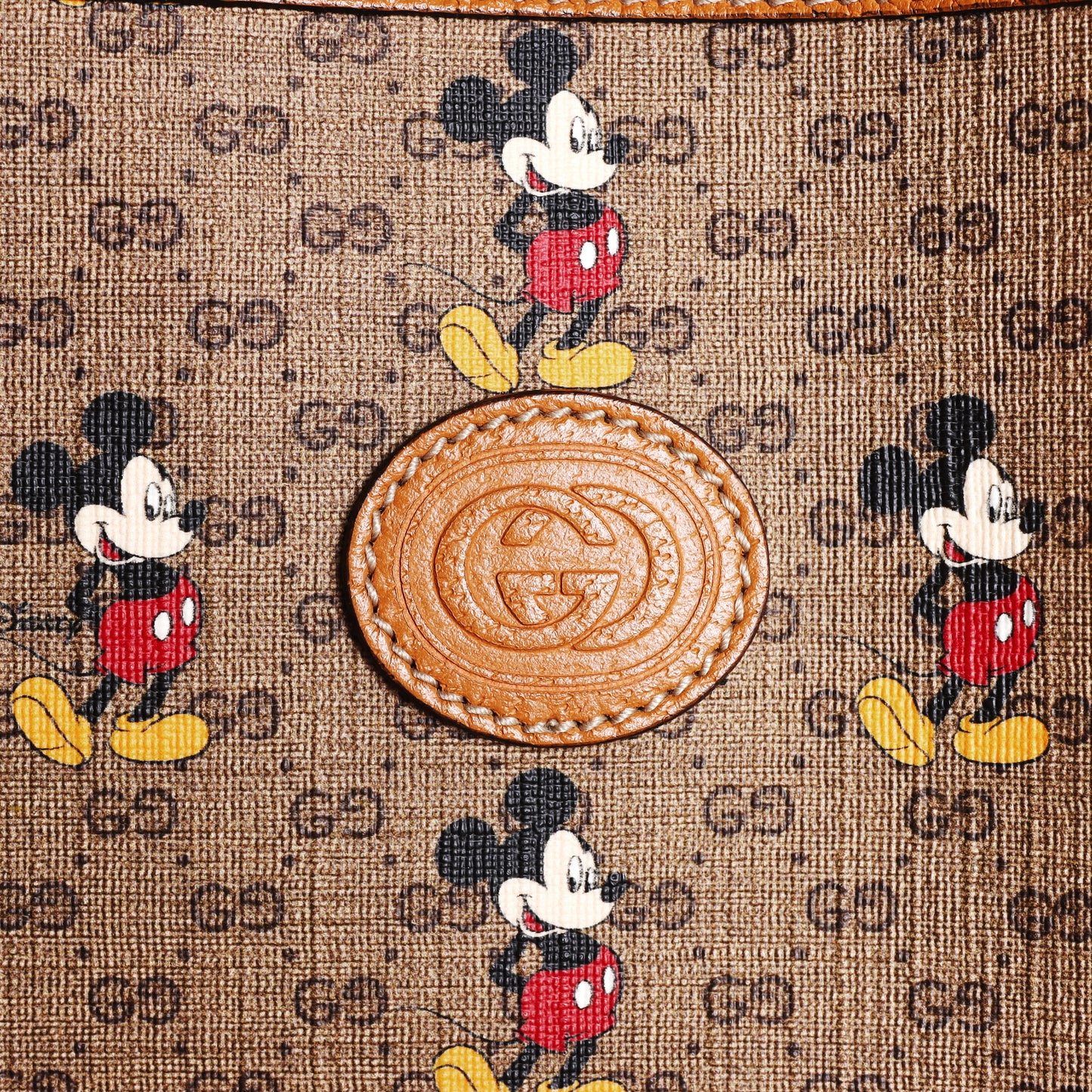 Pre-Owned Gucci x Disney GG Supreme Mickey Mouse Brown Coated Canvas Tote Bag 16449551