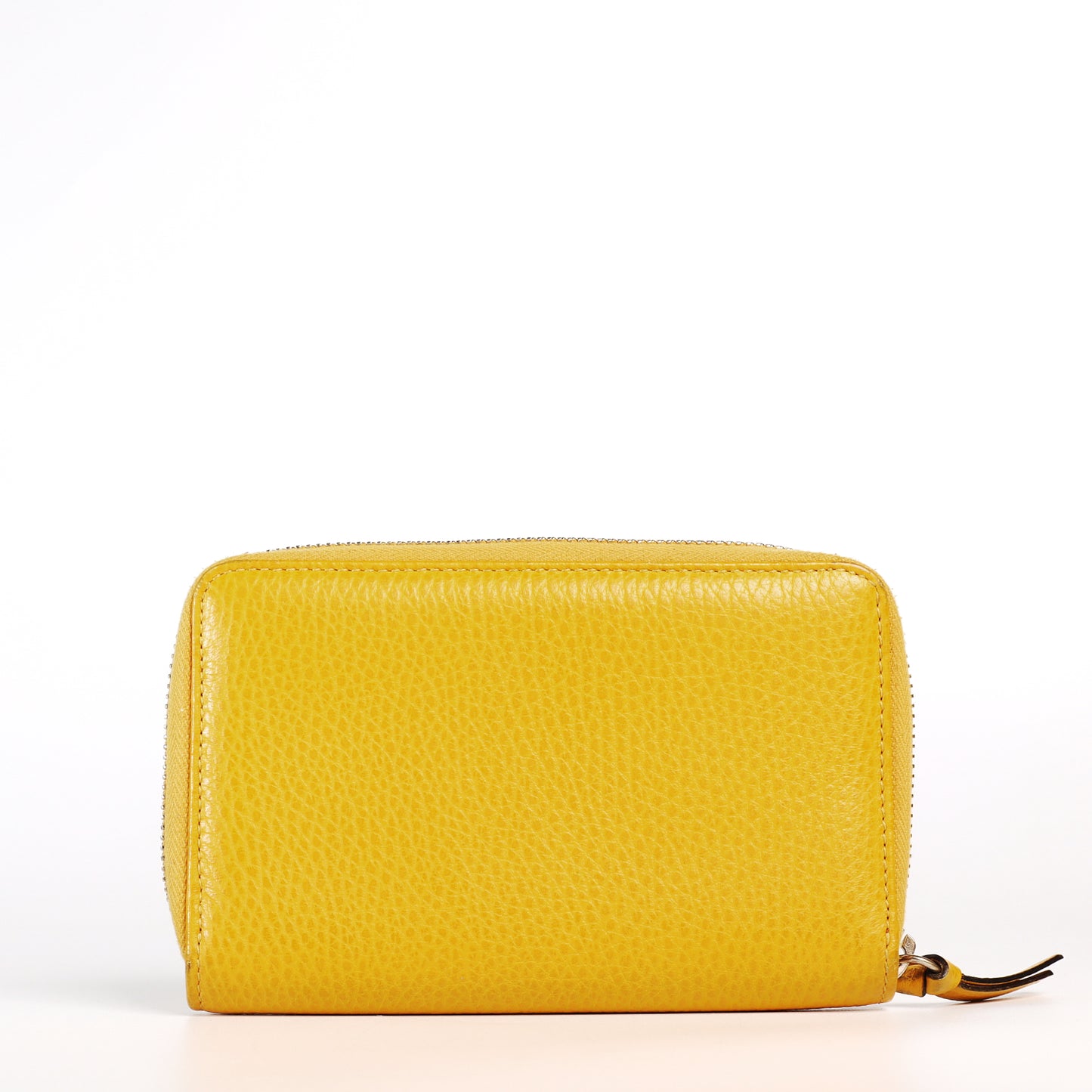 Pre-Owned Gucci Yellow Grained Calfskin Zip-Around Wallet 20211245