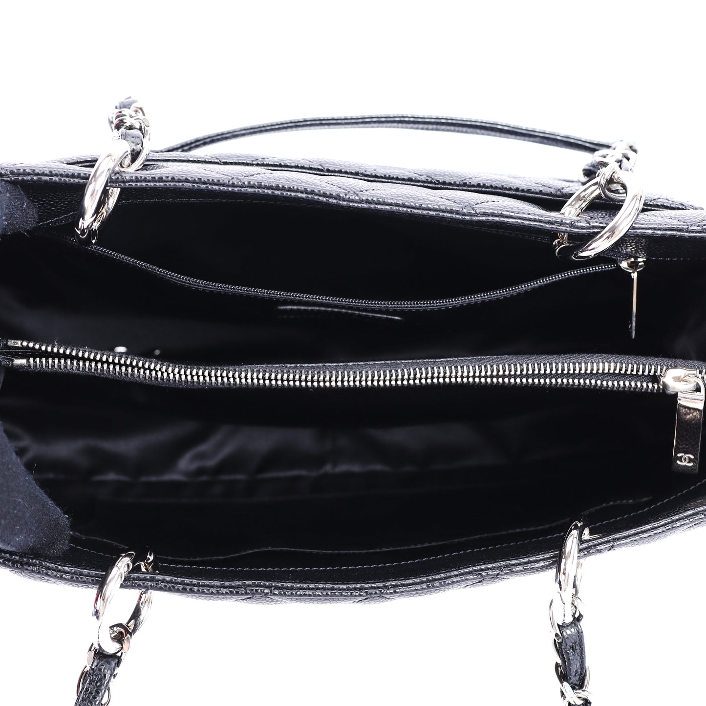Pre-Owned Chanel GST Black Caviar Quilted Grained Calfskin Leather Shoulder Bag 21815712