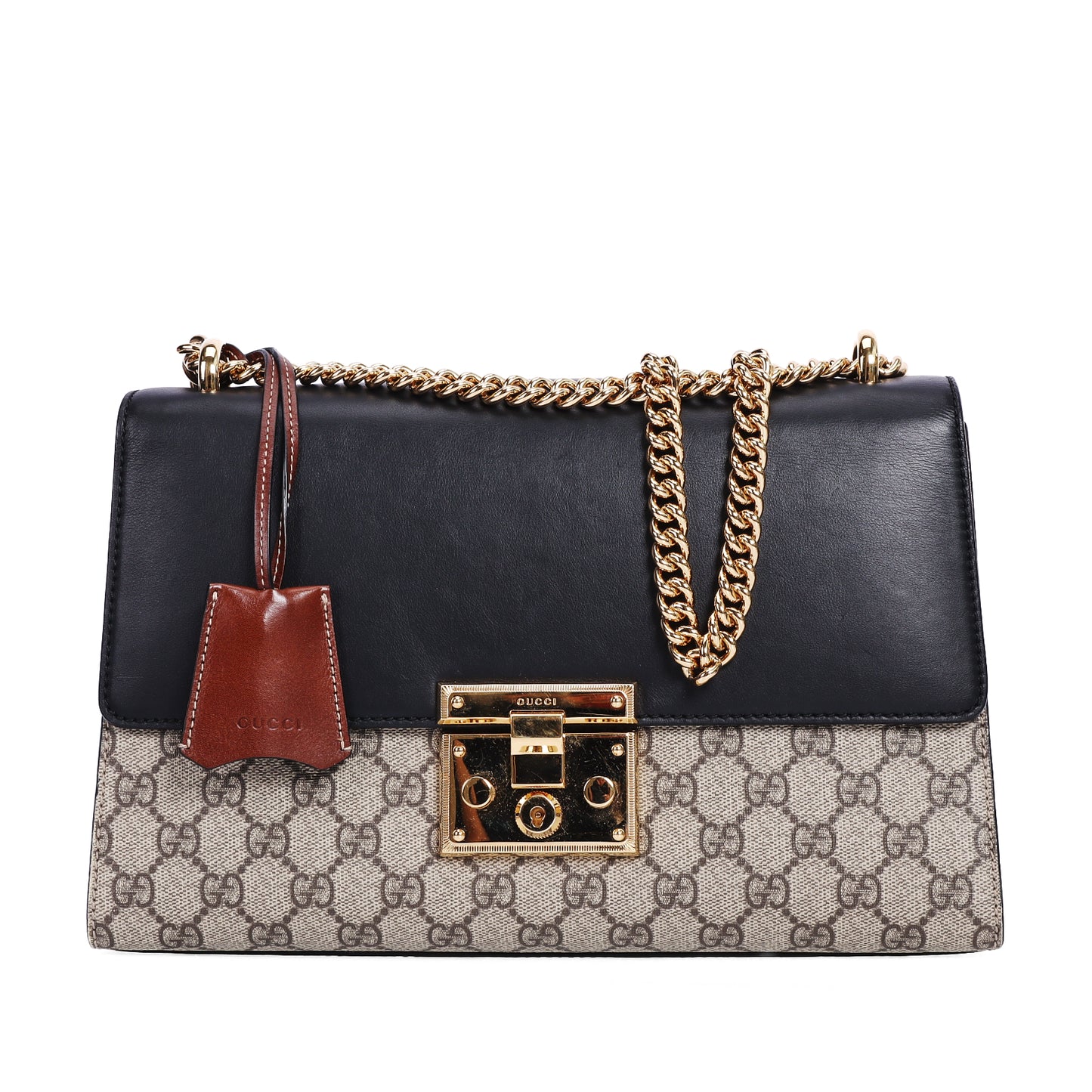 Pre-Owned Gucci Padlock GG Supreme Beige Coated Canvas Shoulder Bag 21992284