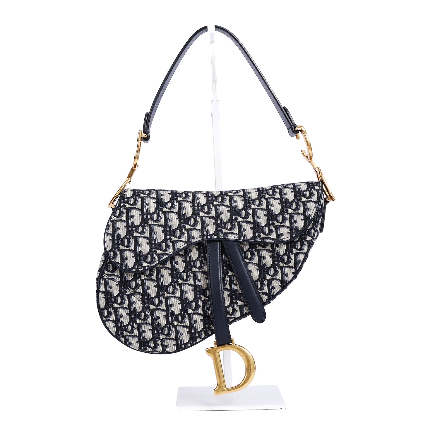 Pre-Owned Dior Blue Oblique Jacquard Canvas Saddle Bag Shoulder Bags 22126107
