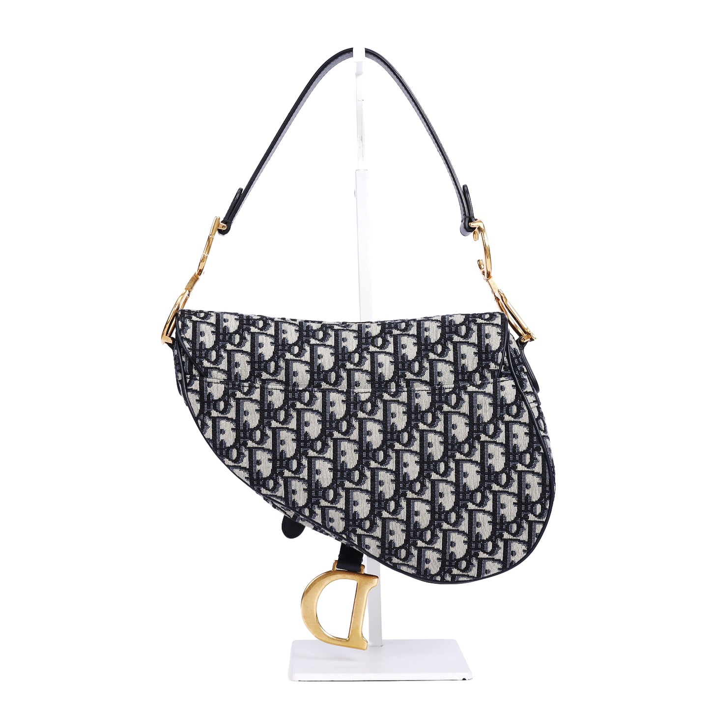 Pre-Owned Dior Blue Oblique Jacquard Canvas Saddle Bag Shoulder Bags 22126107