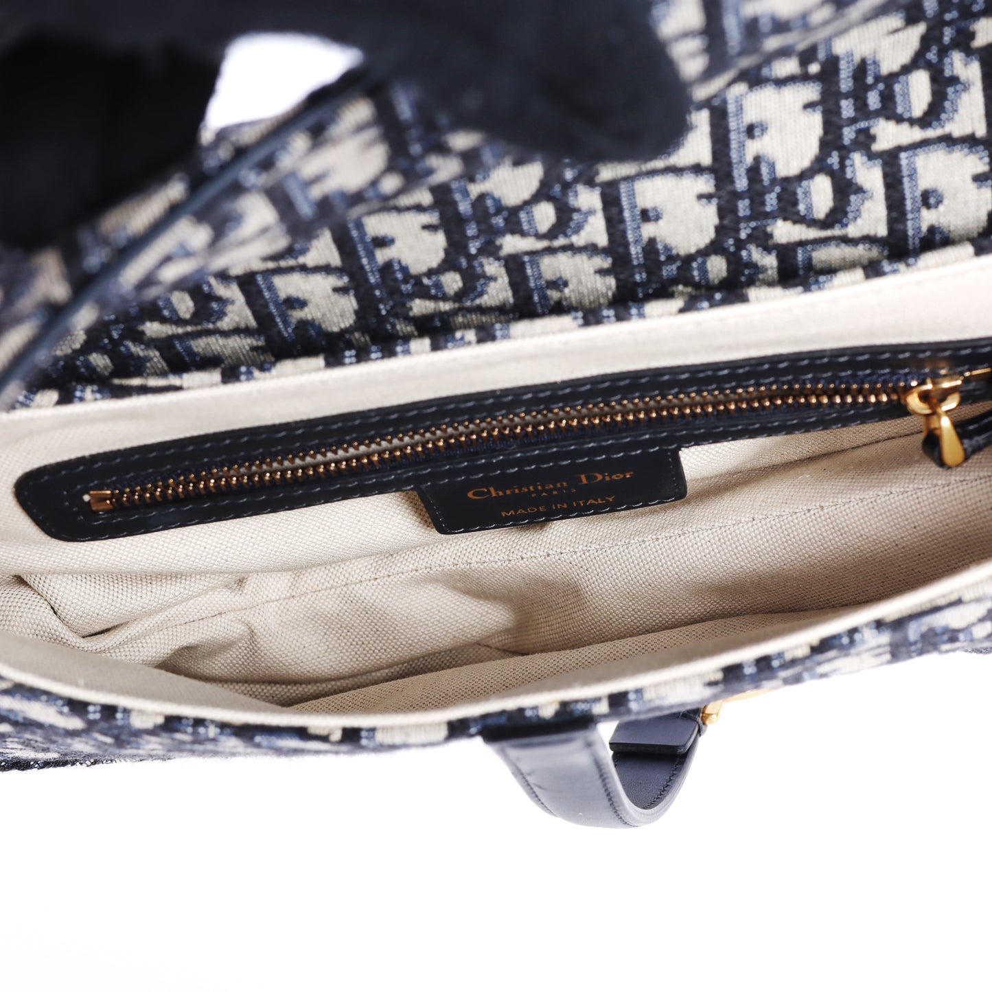 Pre-Owned Dior Blue Oblique Jacquard Canvas Saddle Bag Shoulder Bags 22126107