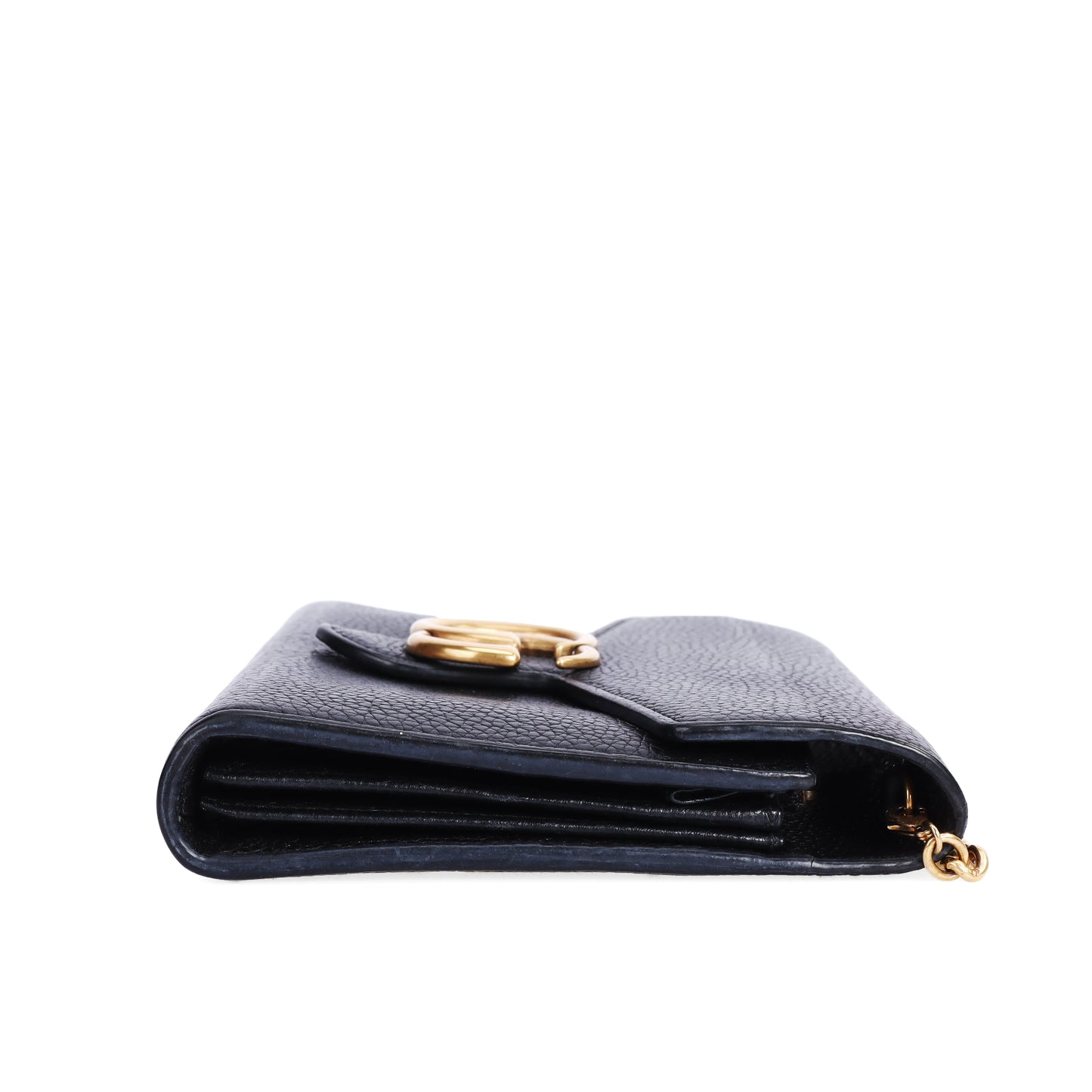 Pre-Owned Gucci GG Marmont Black Calfskin Wallet on Chain 22276960