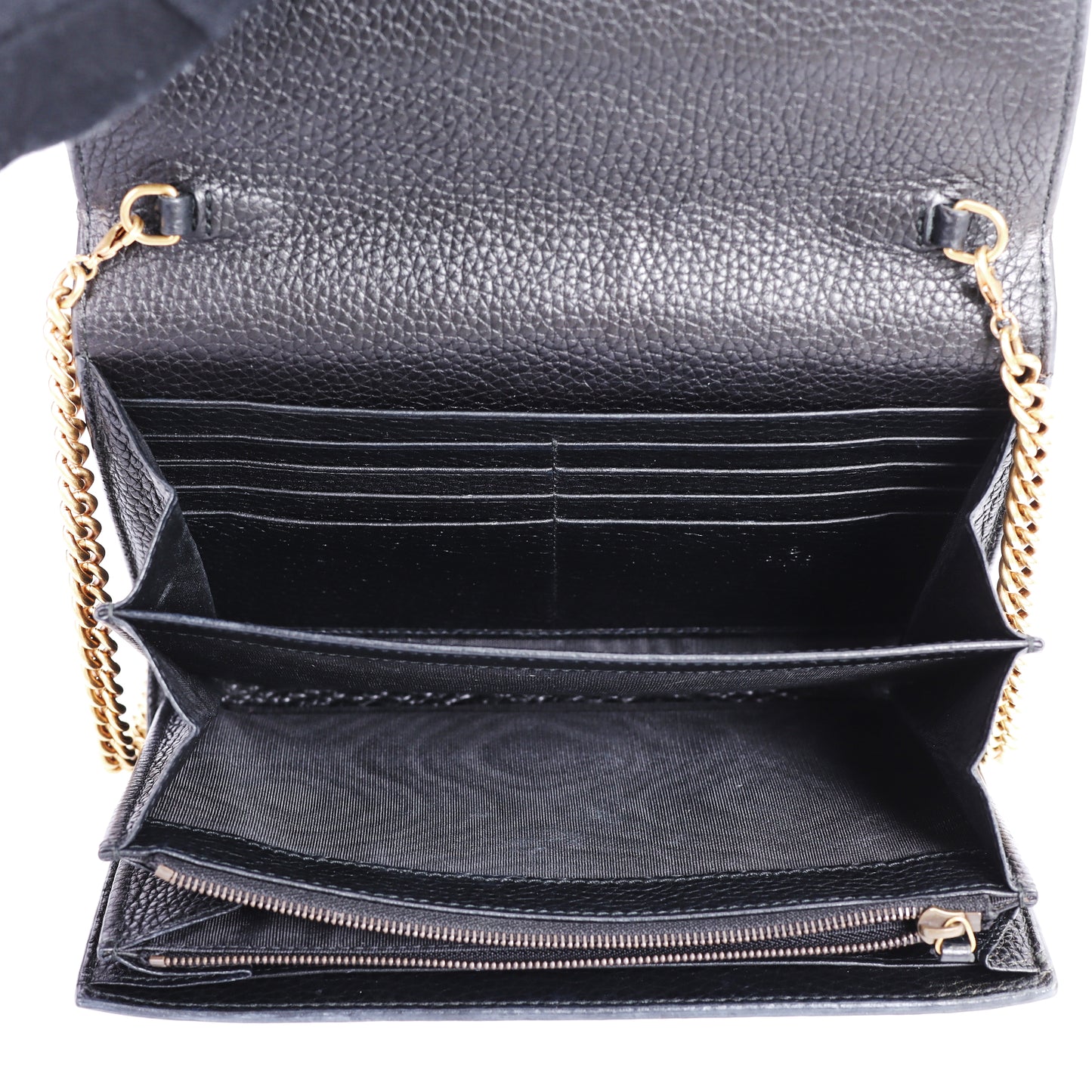 Pre-Owned Gucci GG Marmont Black Calfskin Wallet on Chain 22276960