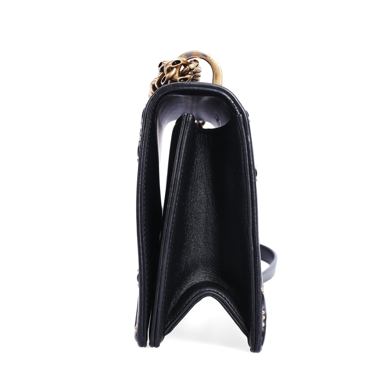 Pre-Owned Dior Black Leather Diorama Studded wallet on chian 22507141