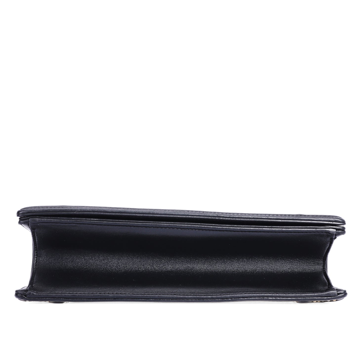 Pre-Owned Dior Black Leather Diorama Studded wallet on chian 22507141