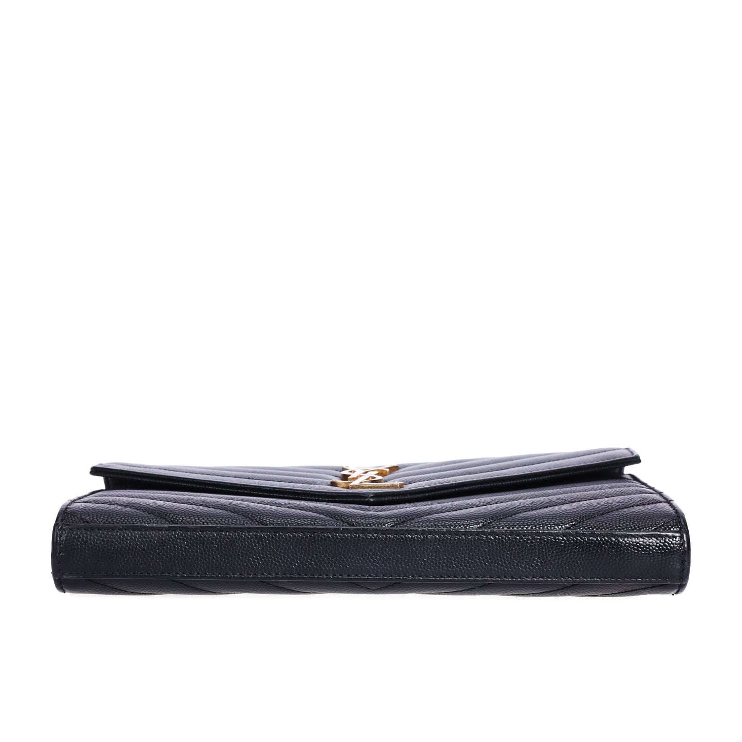 Pre-Owned Saint Laurent LE Monogram Black Calfskin Leather Wallet on Chain 22732282