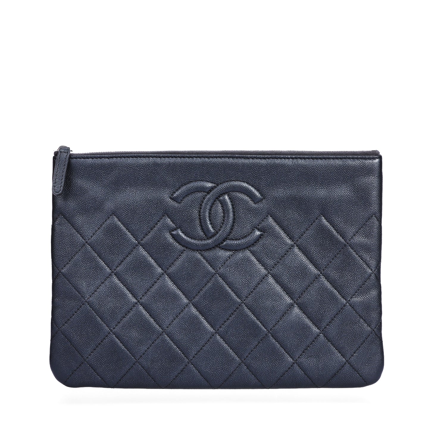 Pre-Owned Chanel Quilted CC Black Calfskin Leather Clutch 24199809