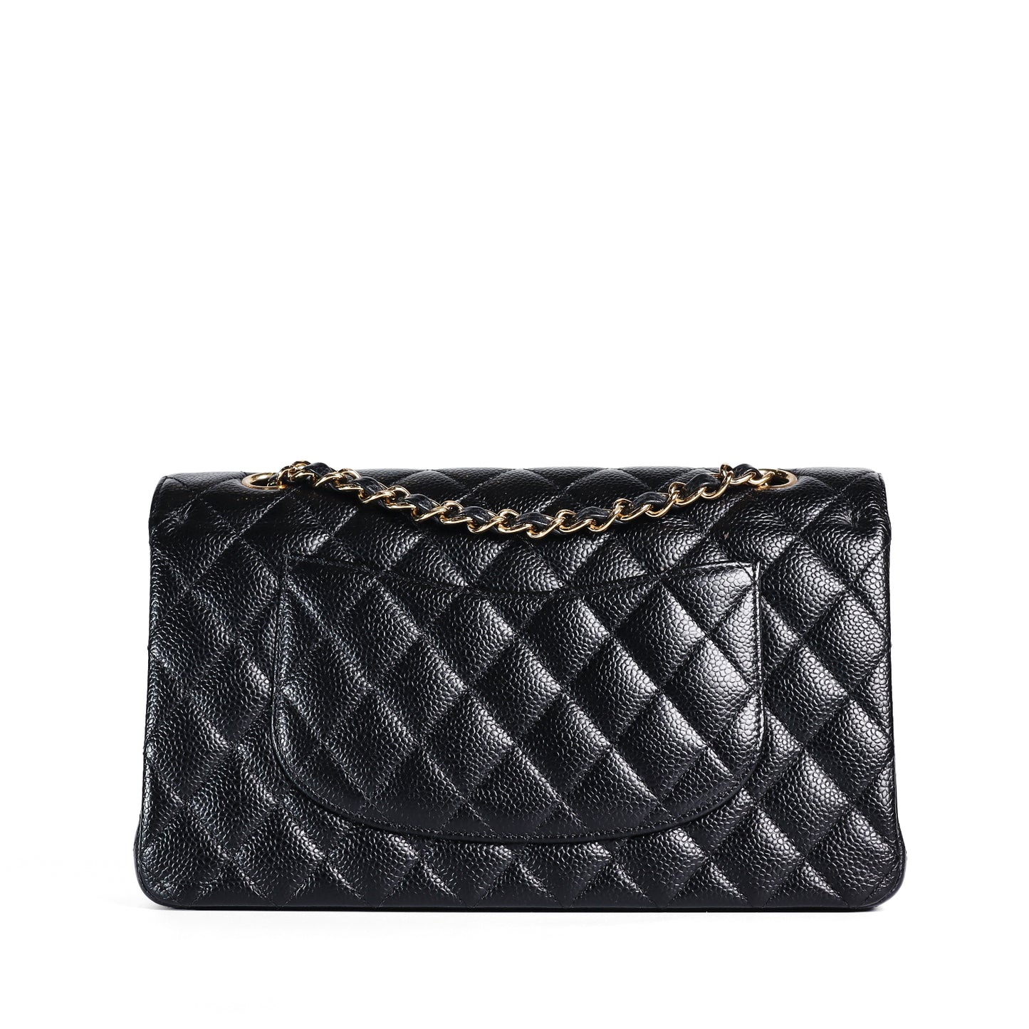 Pre-Owned Chanel Classic Flap Medium Black Quilted Calfskin Leather Crossbody Bag 25851194
