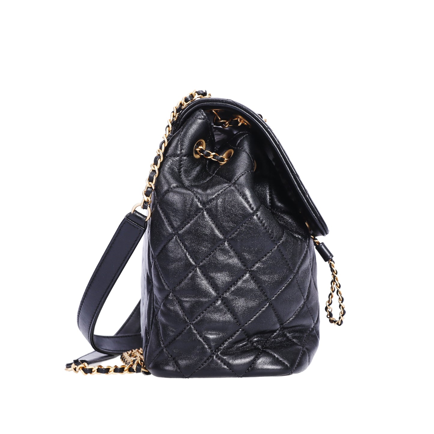 Pre-Owned Chanel 19 Flap Quilted Black Lambskin Backpack 26883757