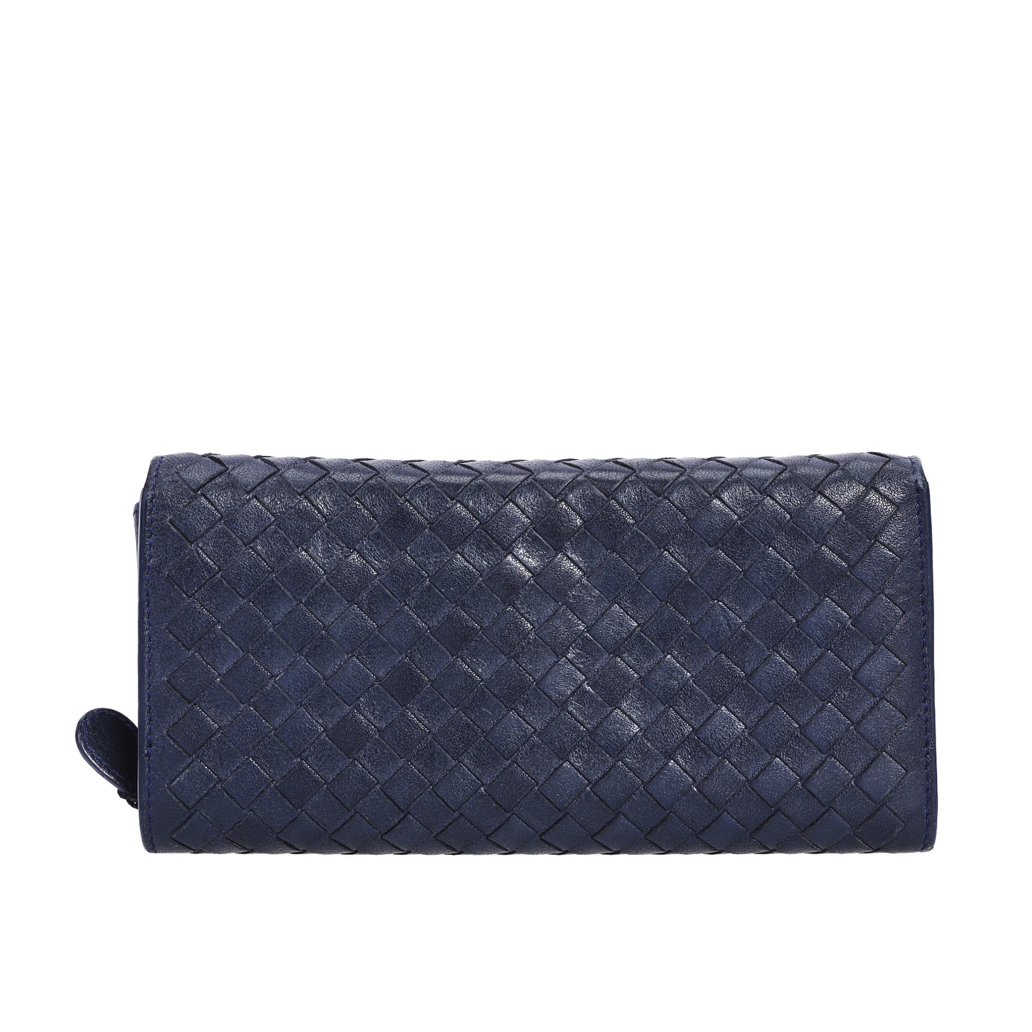 Pre-Owned Bottega Veneta Intrecciato Dark Blue Calfskin Long Wallet 27271253