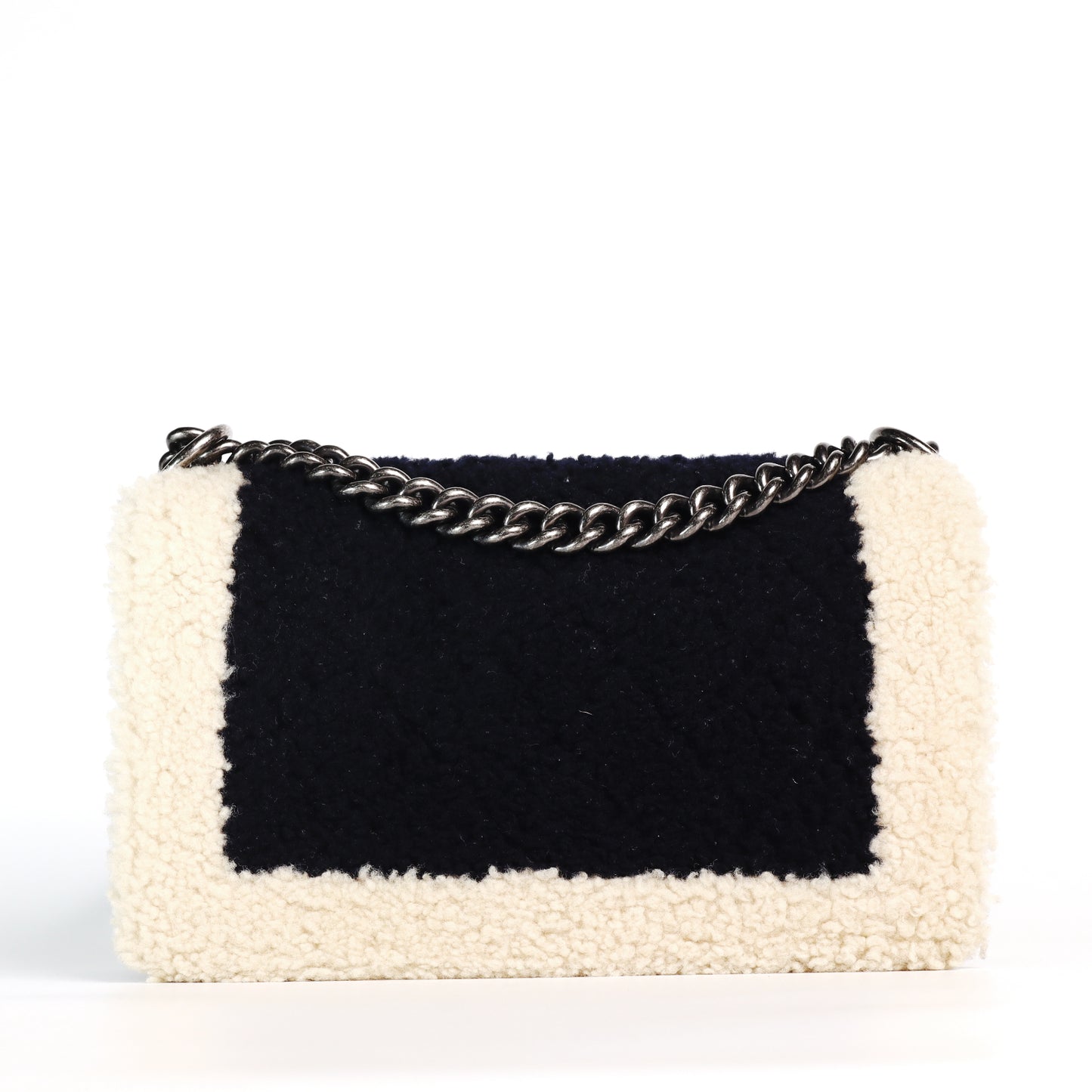 Pre-Owned Chanel  Le Boy Medium Black Wool Crossbody Bag 27742050 L