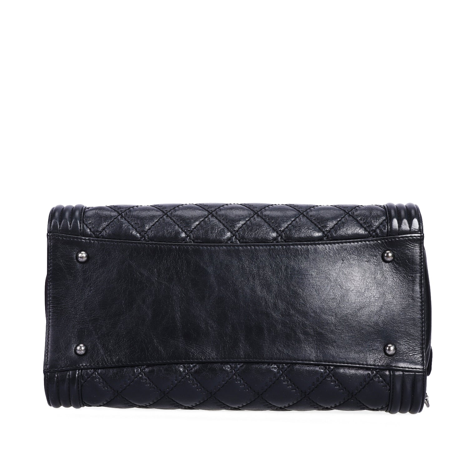 Pre-Owned Chanel Double Stitch Boy Black Quilted Calfskin Leather Shoulder Bag 28255535
