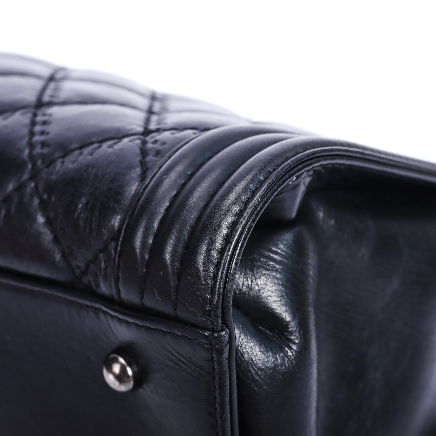 Pre-Owned Chanel Double Stitch Boy Black Quilted Calfskin Leather Shoulder Bag 28255535