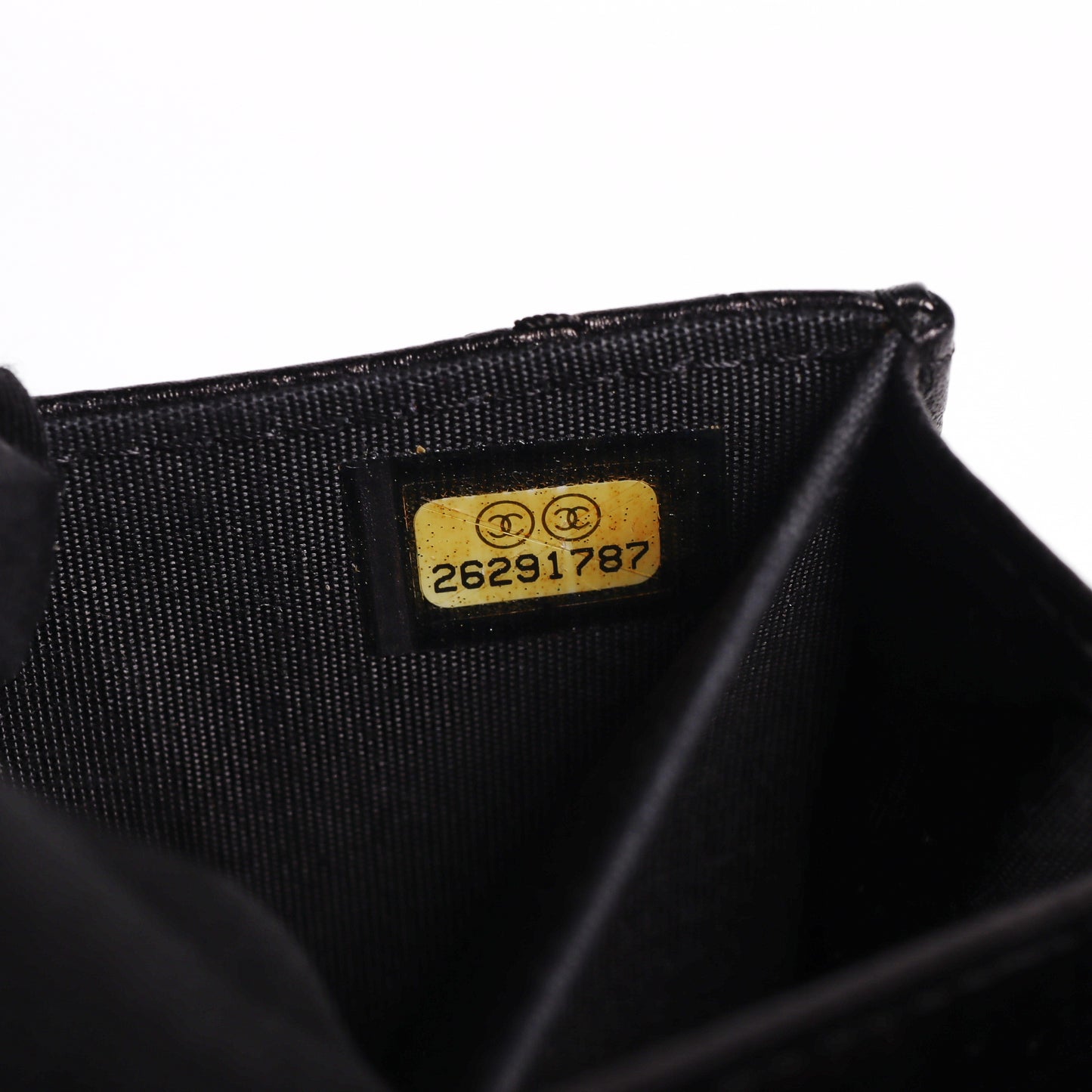 Pre-Owned Chanel Interlocking CC Logo Black Calfskin Compact Wallet 30086145