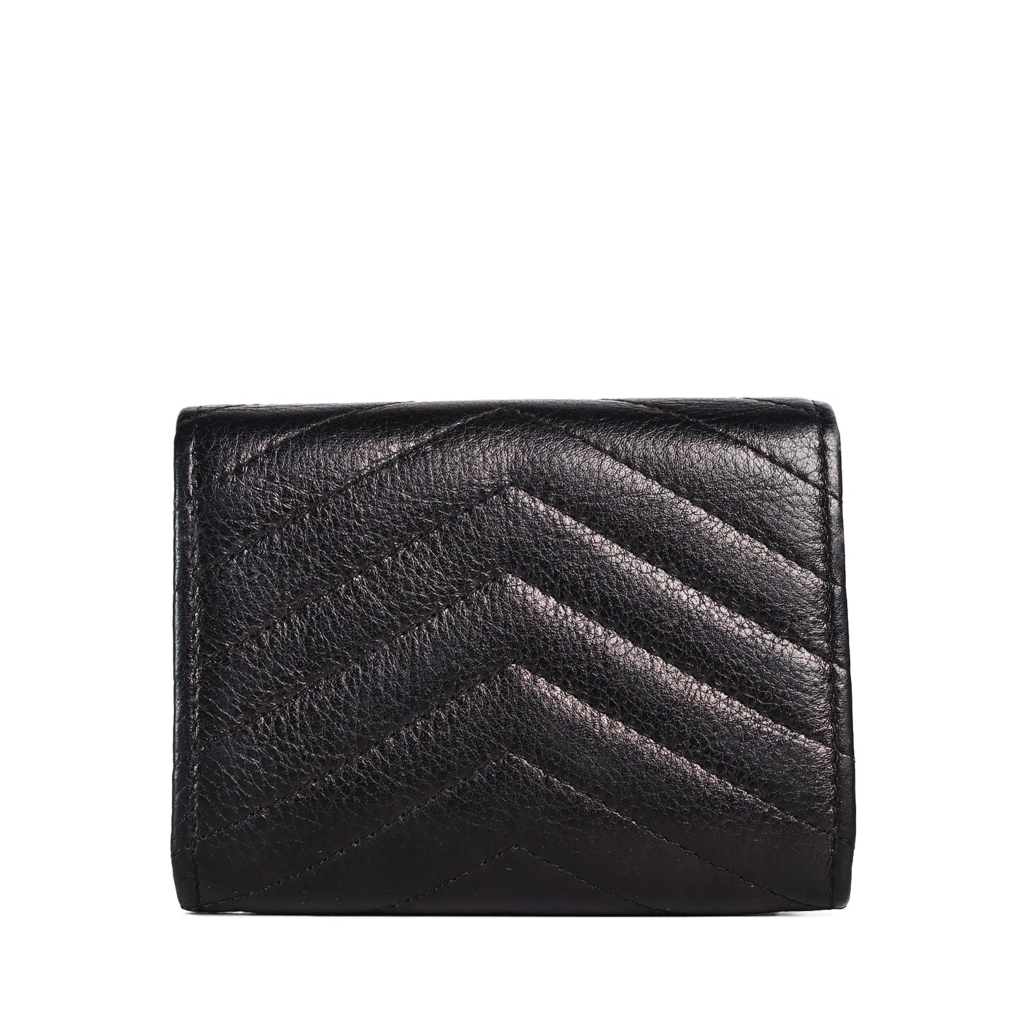 Pre-Owned Chanel Interlocking CC Logo Black Calfskin Compact Wallet 30086145