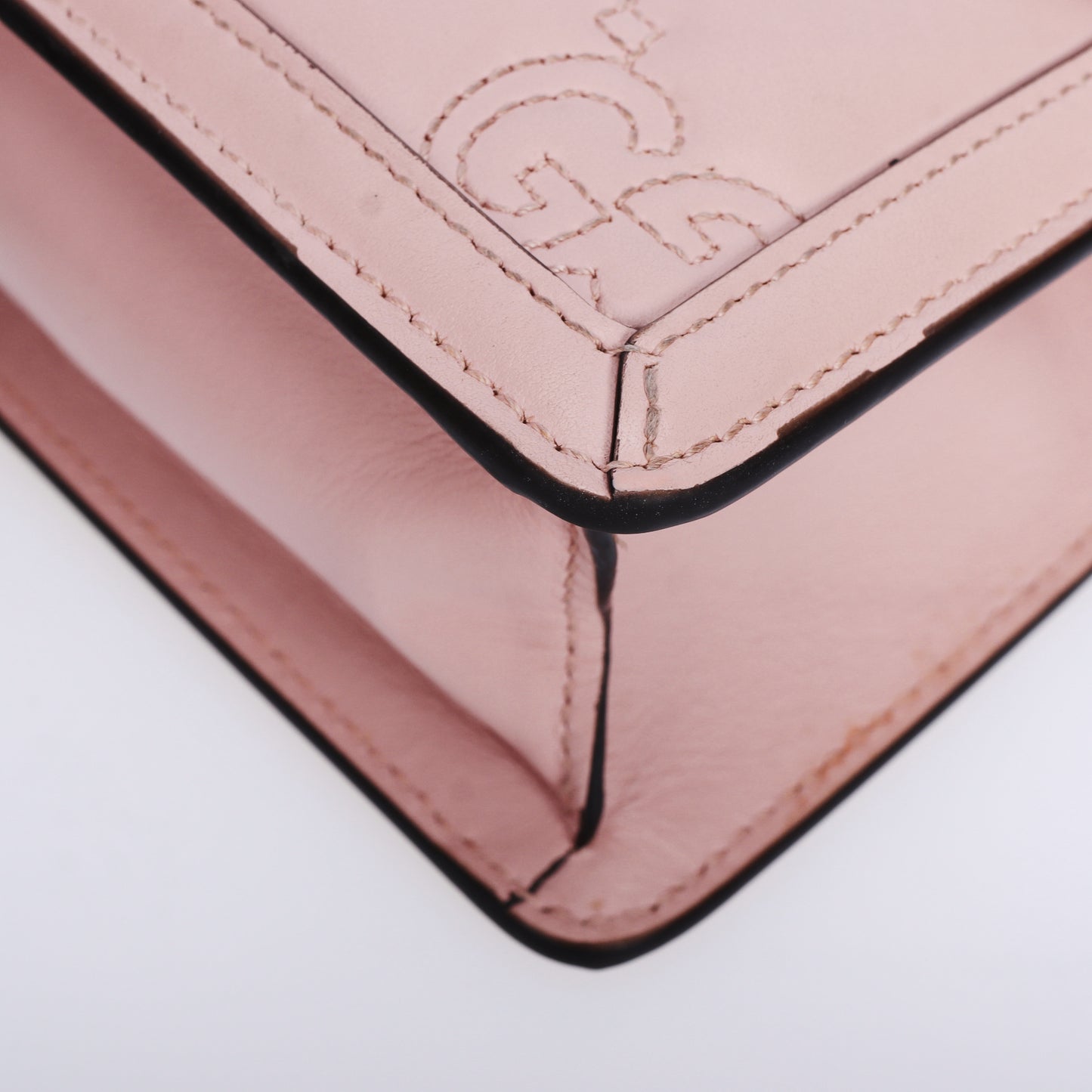 Pre-Owned Gucci  Matlase  GG Pink Quilted Calfskin Shoulder Bag 30849742 C