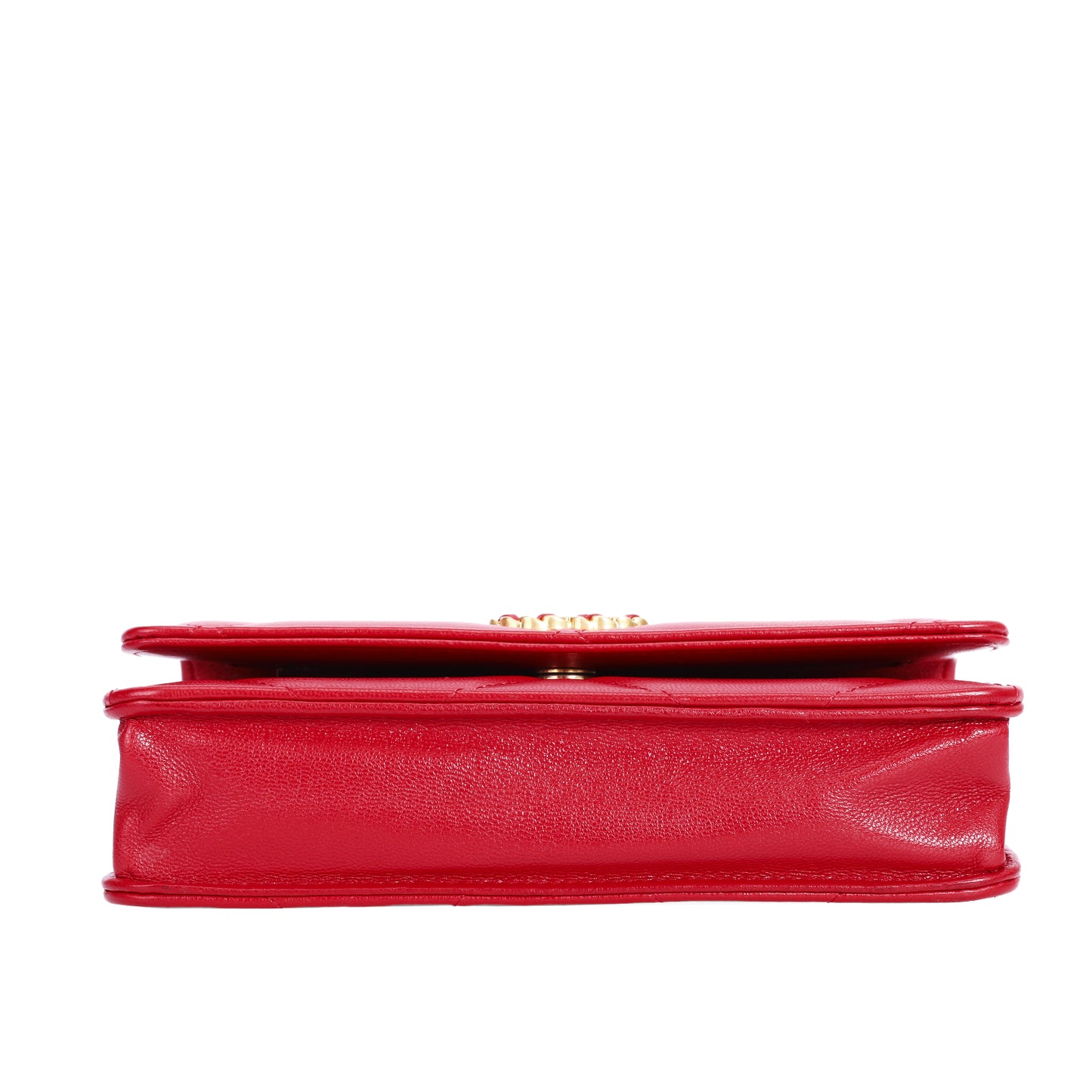 Pre-Owned Chanel 19 Red Lambskin Leather Wallet on Chain 32401891