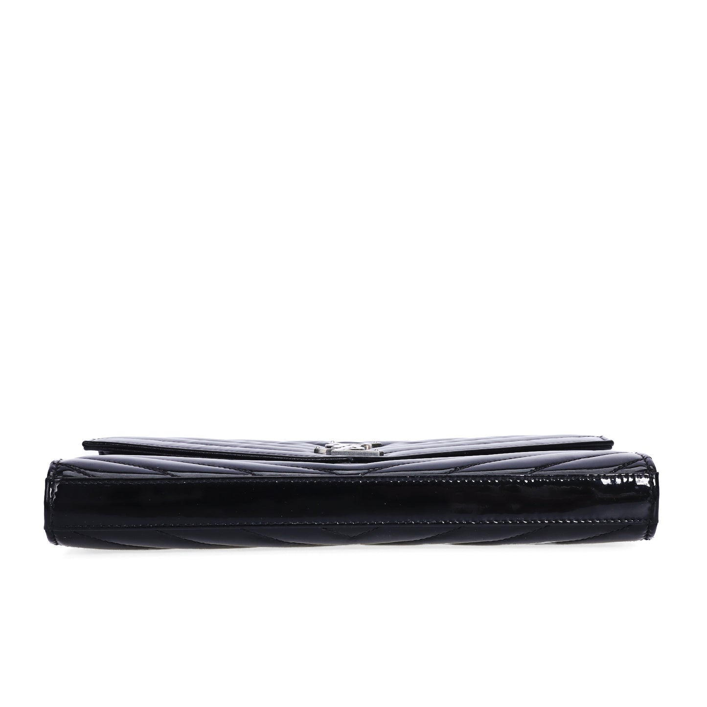 Pre-Owned Saint Laurent Chevron Black Patent Leather Wallet on Chain 32841904