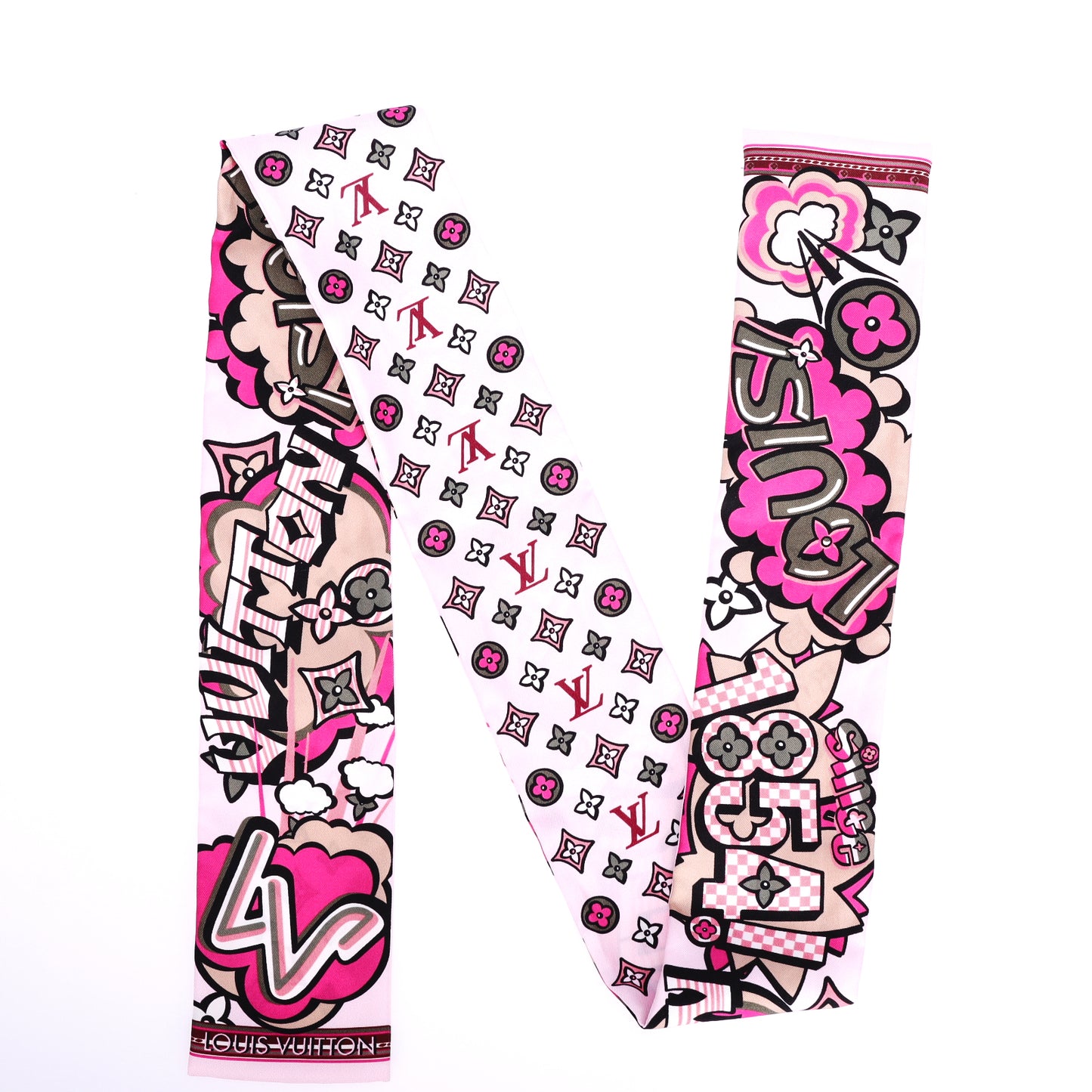 Pre-Owned Louis Vuitton Monogram Pink Silk Twilly Bandeau Scarf 32917687
