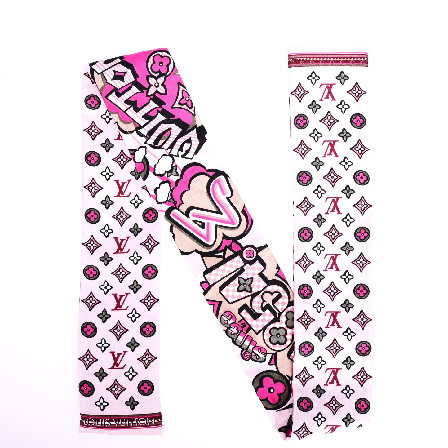 Pre-Owned Louis Vuitton Monogram Pink Silk Twilly Bandeau Scarf 32917687