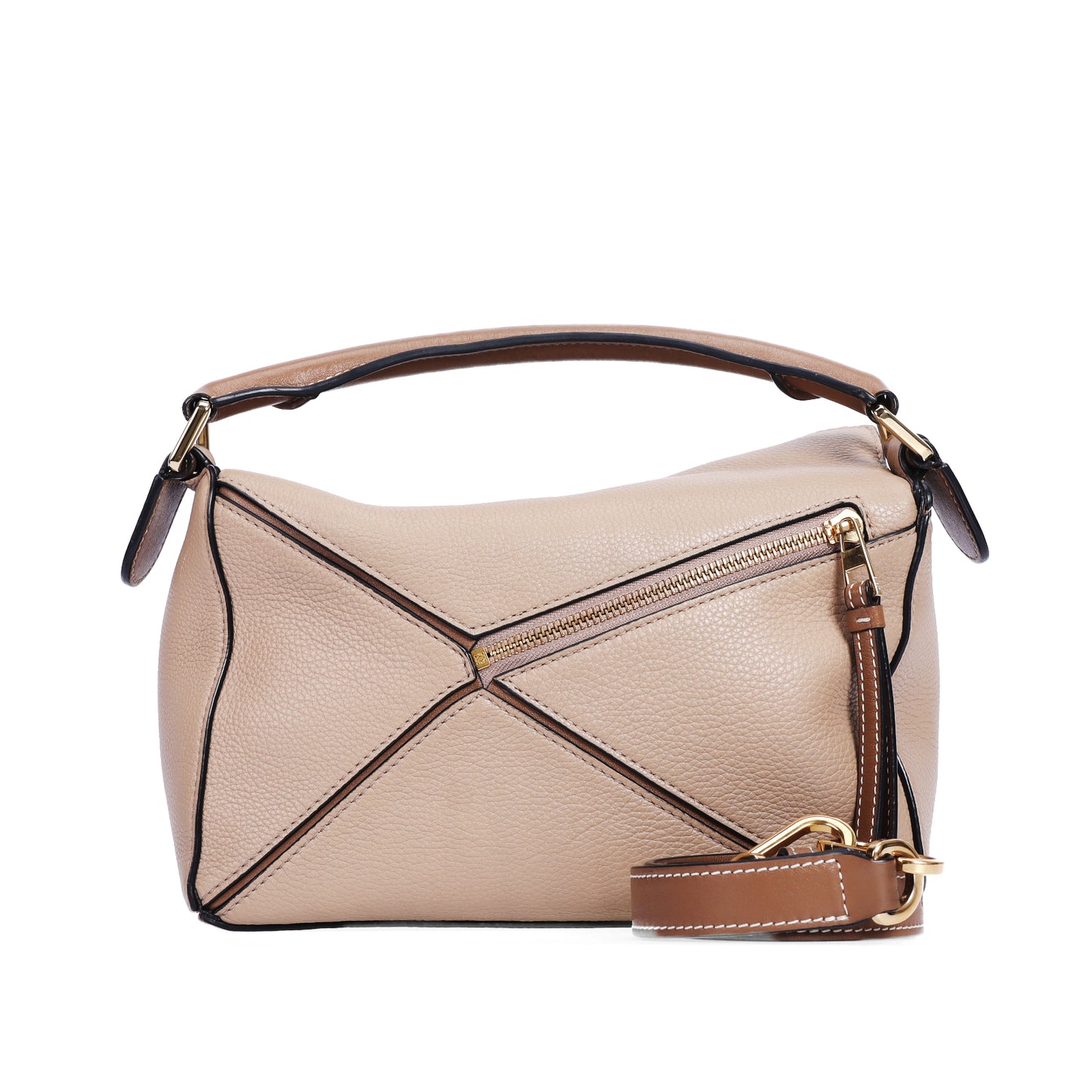 Pre-Owned Loewe Puzzle Beige Calfskin Shoulder Bag 34278693