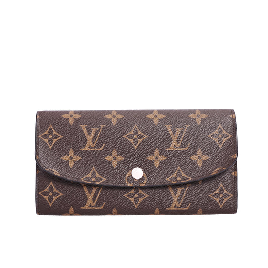 Pre-Owned Louis Vuitton Emilie  Monogram Brown Coated Canvas Long Wallet 35412385