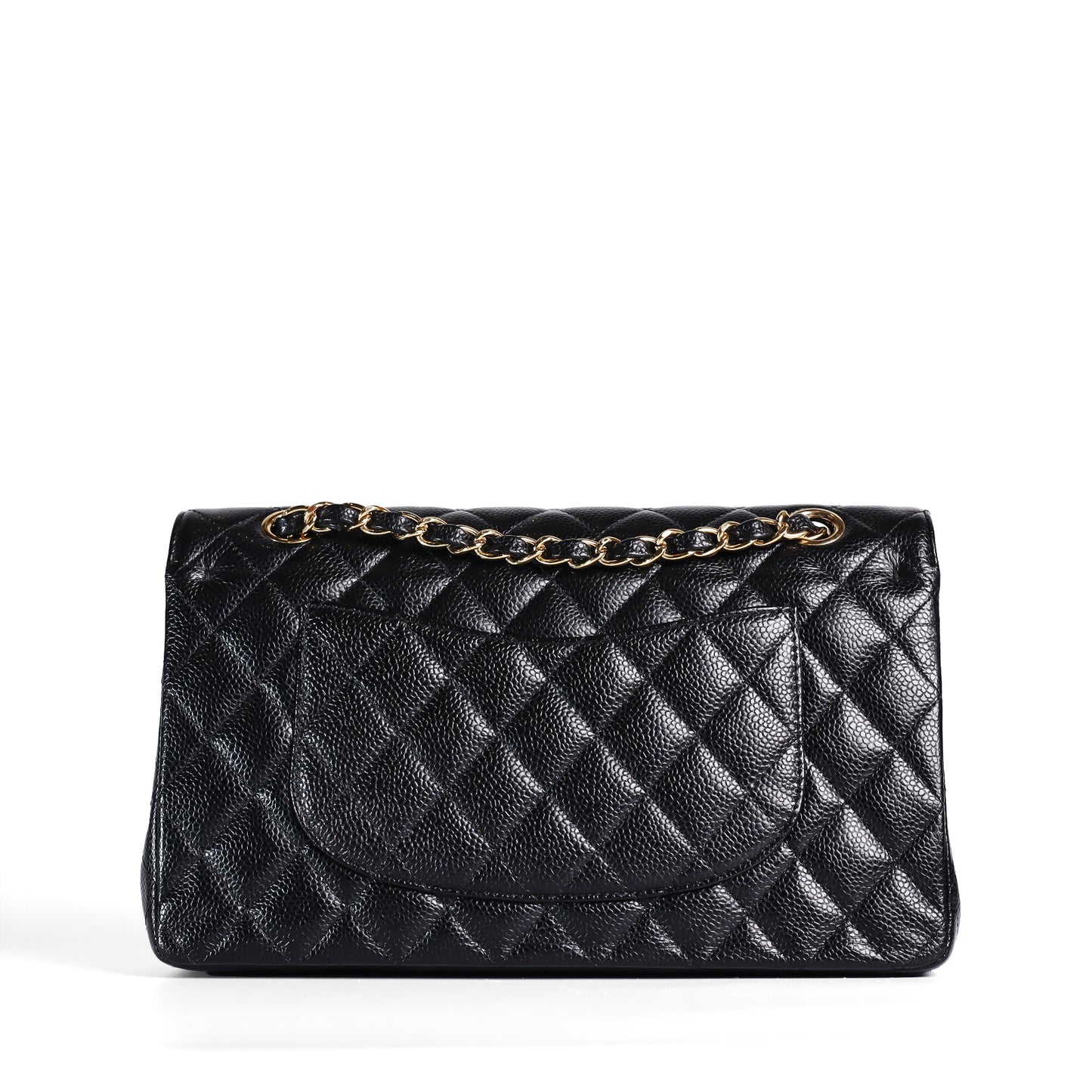 Pre-Owned Chanel Classic Flap Medium Black Quilted Calfskin Leather Crossbody Bag 37341015