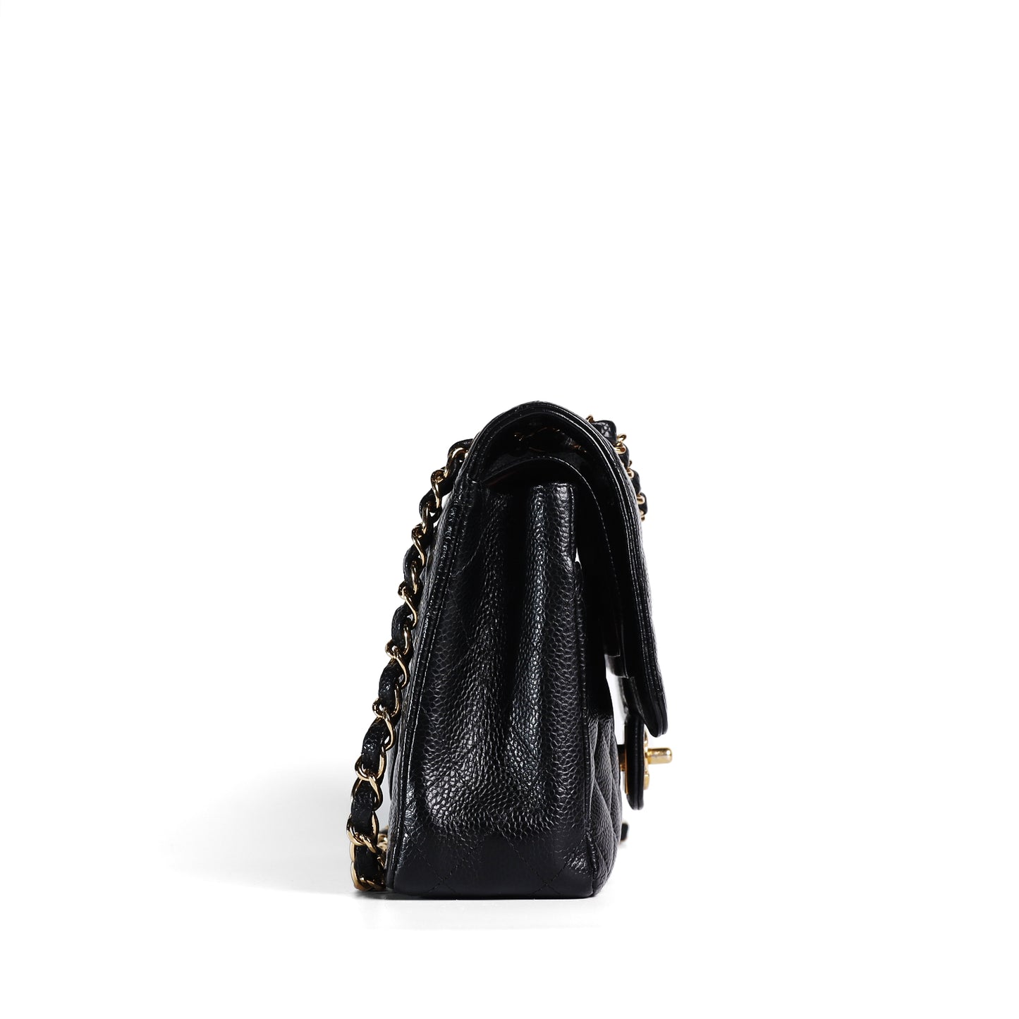 Pre-Owned Chanel Classic Flap Medium Black Quilted Calfskin Leather Crossbody Bag 37341015